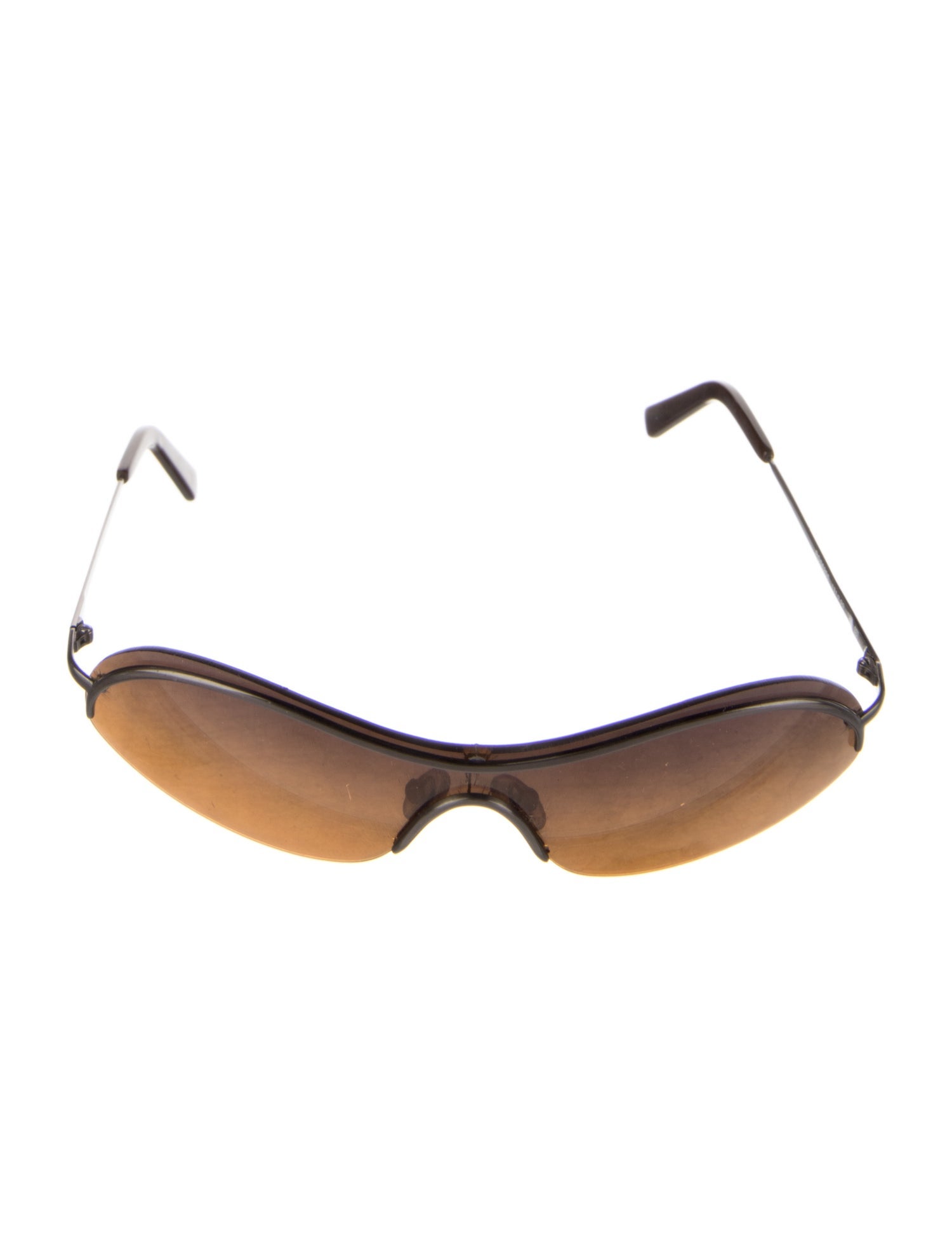 Vintage Brown Rimless Shield Sunglasses Womens Retro Oversize Angular Flat Top Shield Plastic Frame  main image 4