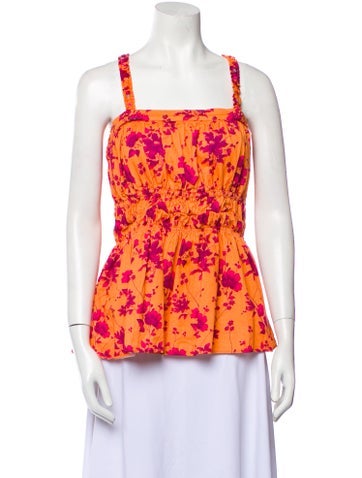 Roopa Tops Floral Print Square Neckline Top L