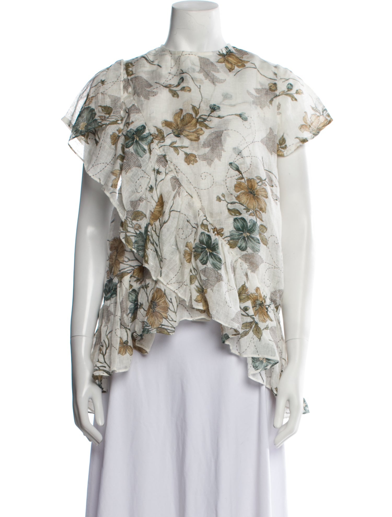 Roopa Floral Print Mock Neck Blouse