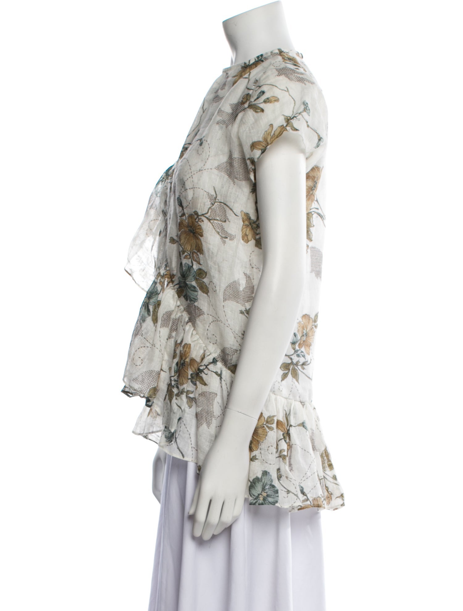 Roopa Floral Print Mock Neck Blouse