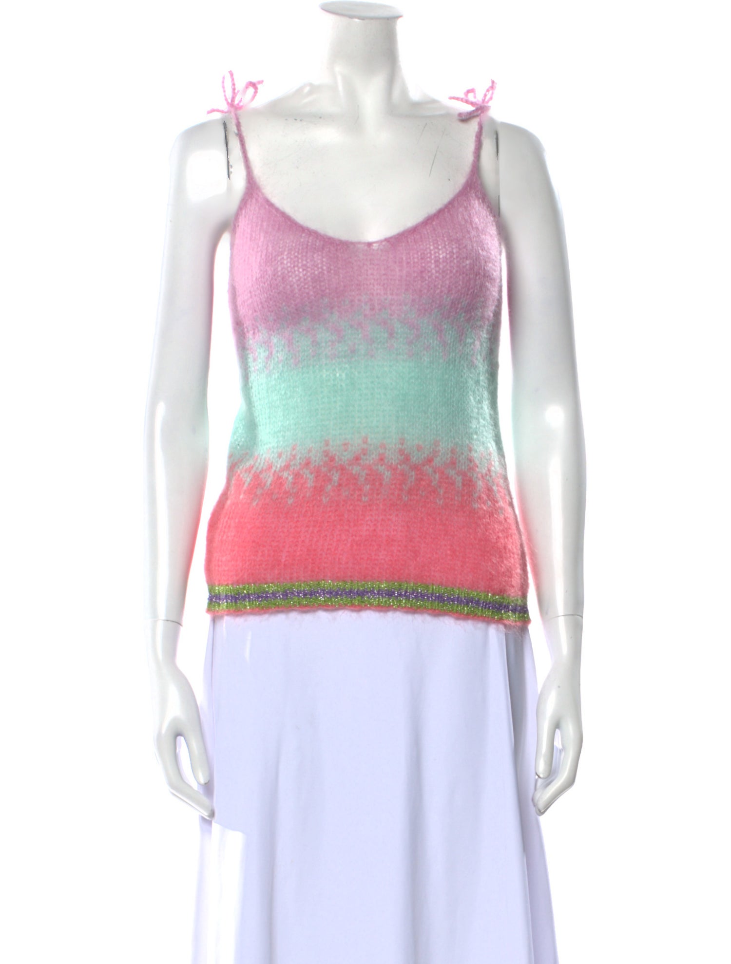 Rose Carmine Mohair Knit Tank Top