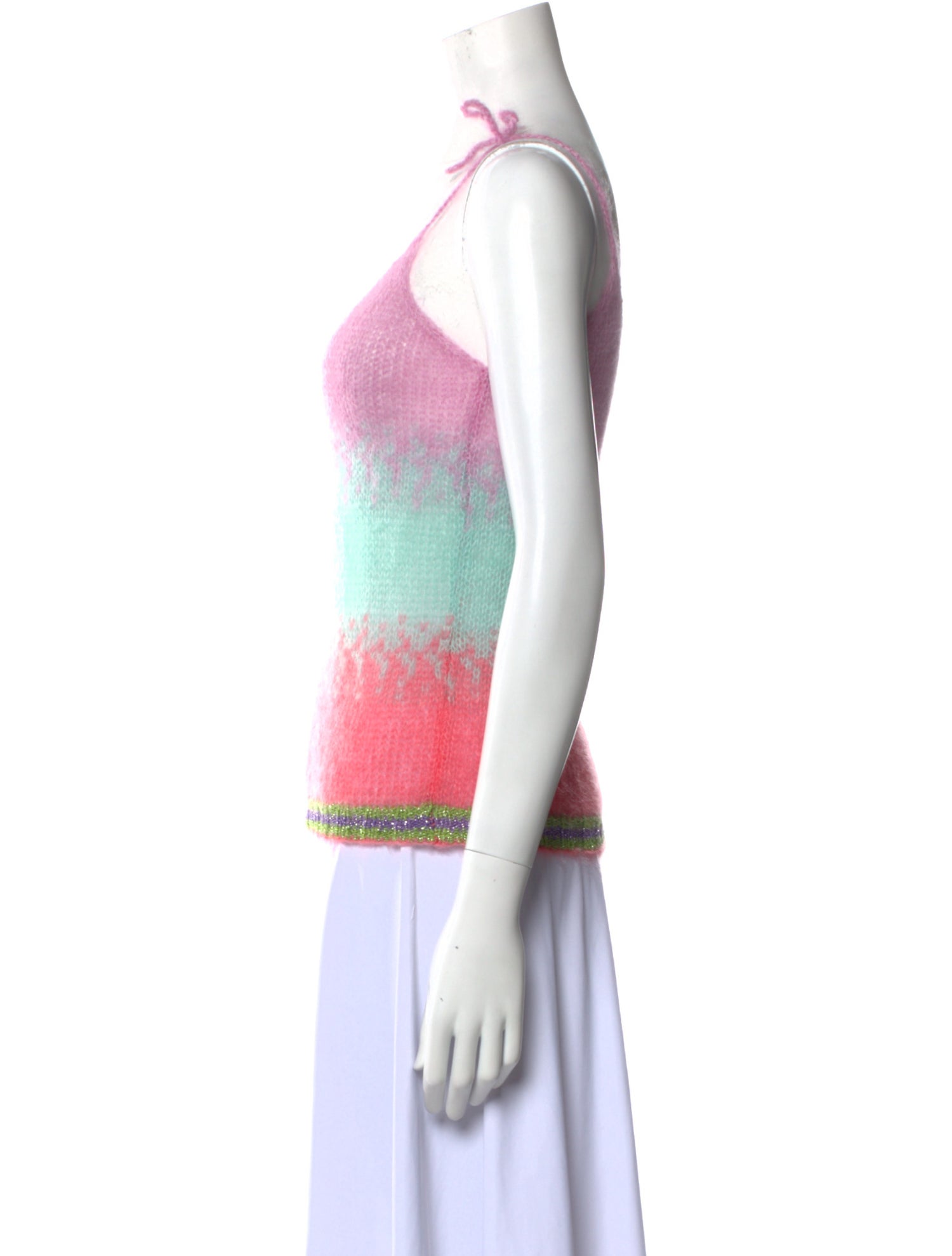 Rose Carmine Mohair Knit Tank Top