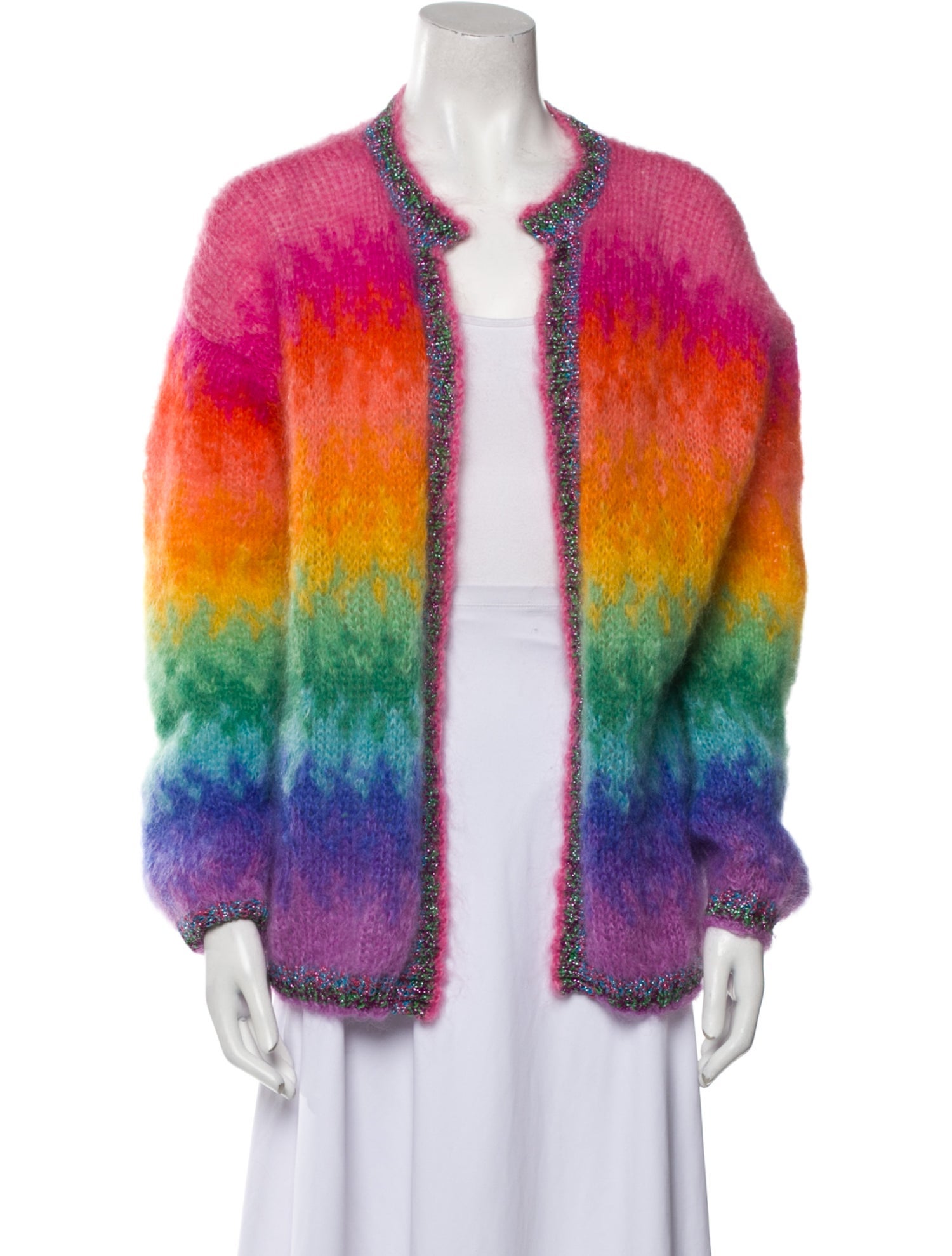 Rose Carmine Mohair Striped Sweater