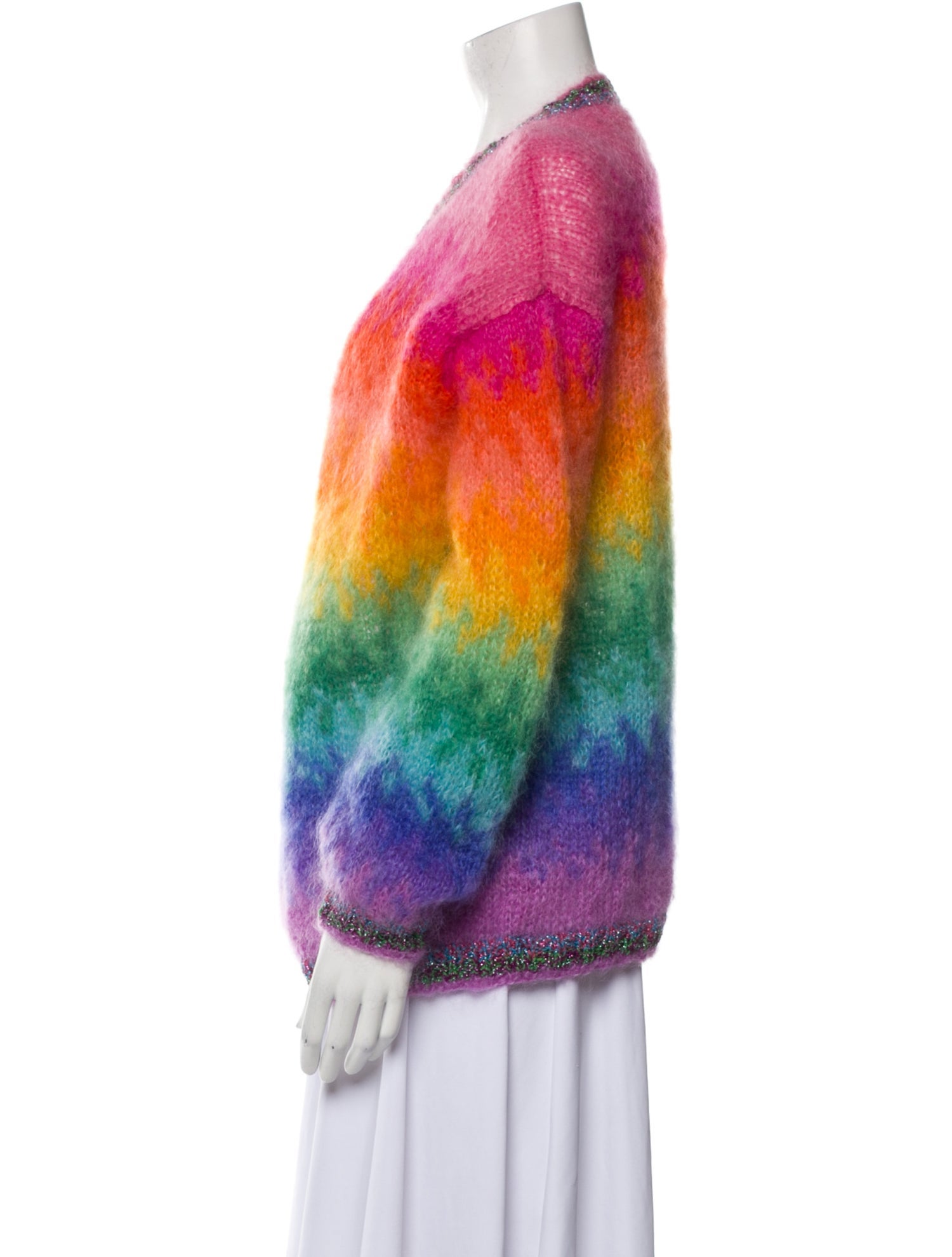 Rose Carmine Mohair Striped Sweater