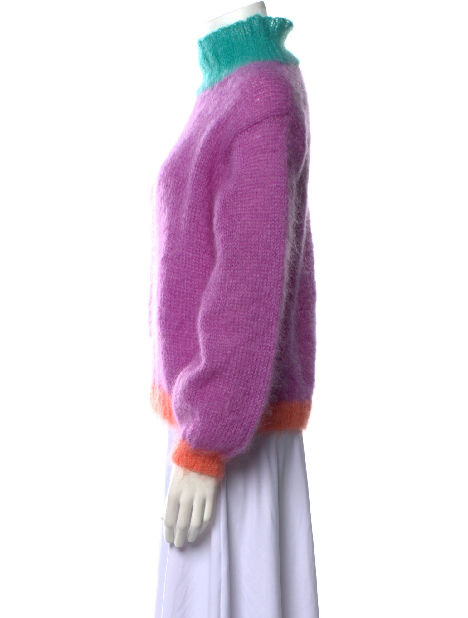 Rose Carmine Mohair Colorblock Pattern Sweater w/ Tags