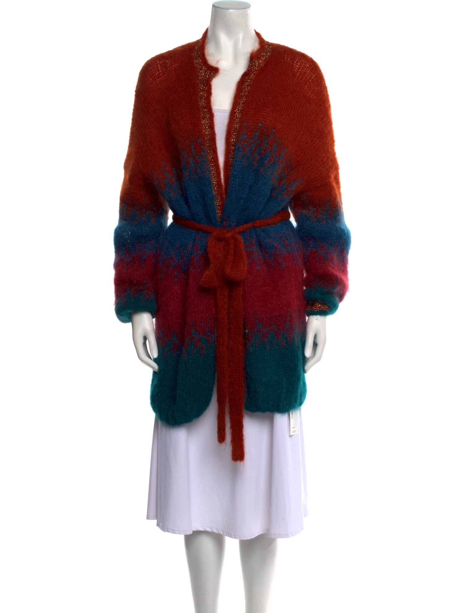 Rose Carmine Mohair V-Neck Sweater