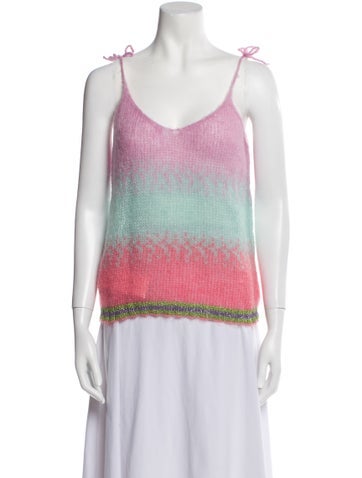 Rose Carmine Tops Mohair Striped Top S