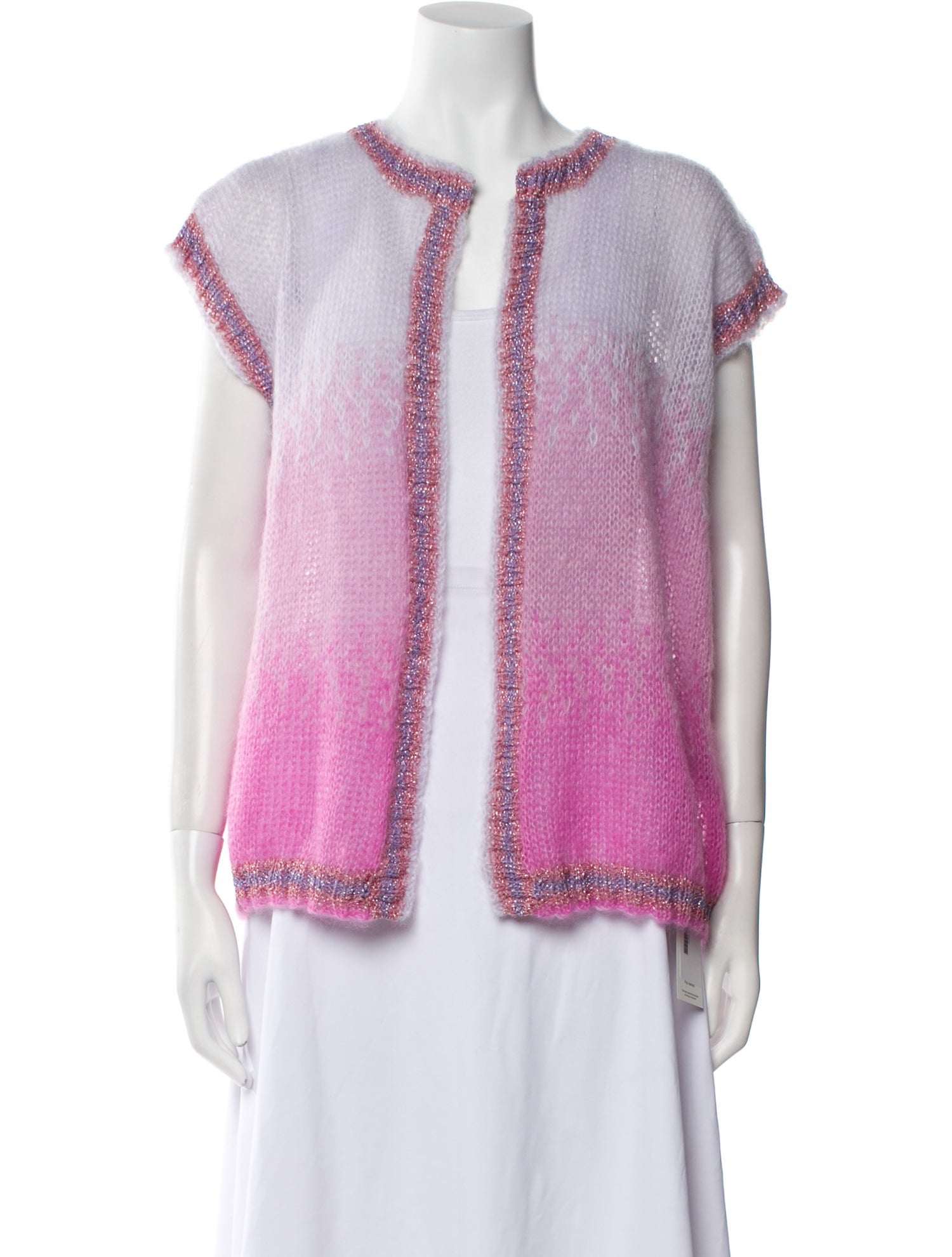 Rose Carmine Mohair Open Front Sweater