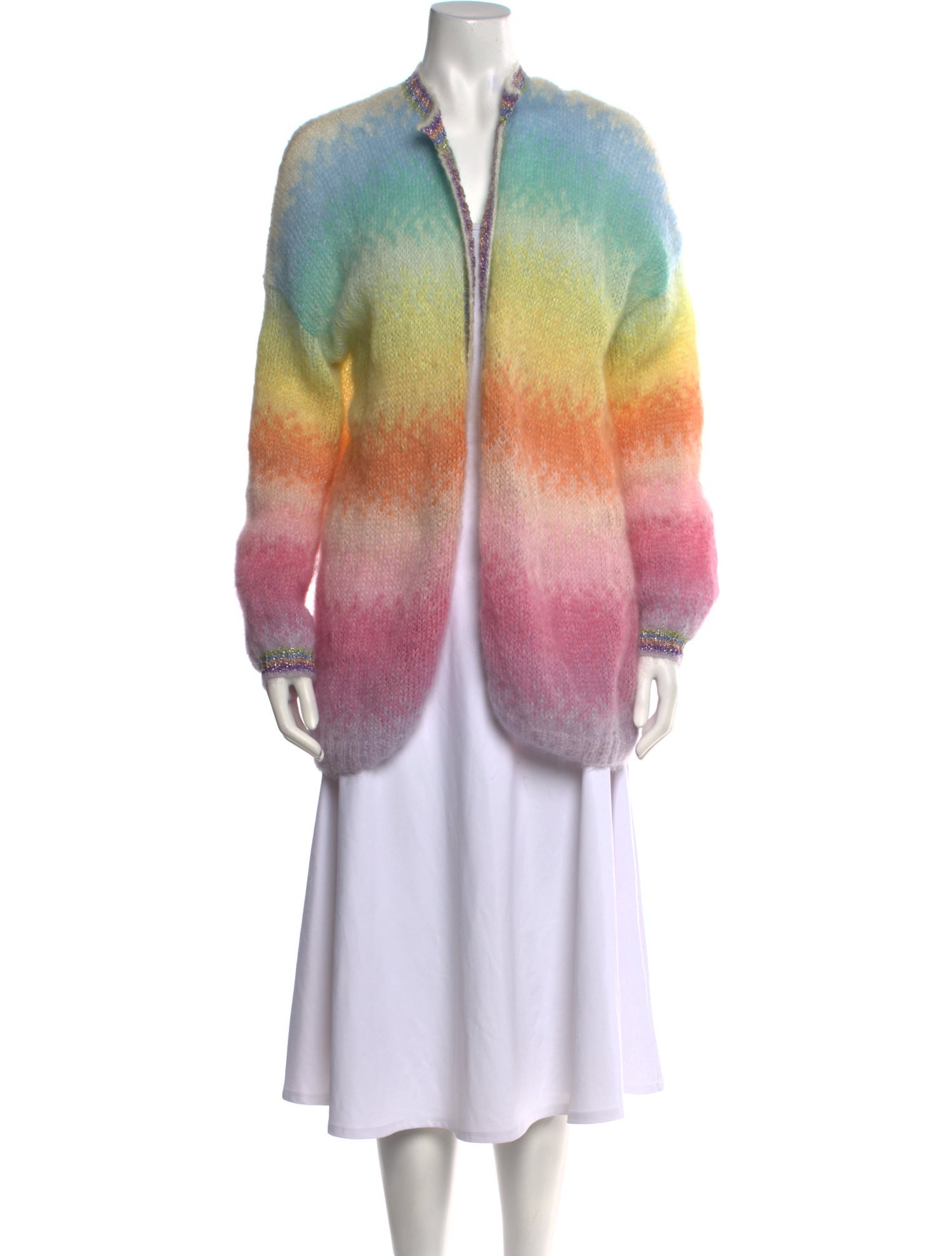 Rose Carmine Mohair Striped Sweater