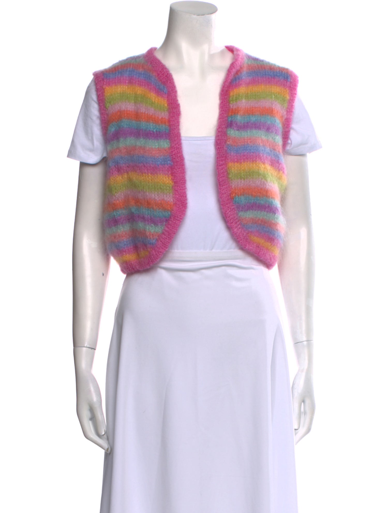 Rose Carmine Mohair Striped Sweater
