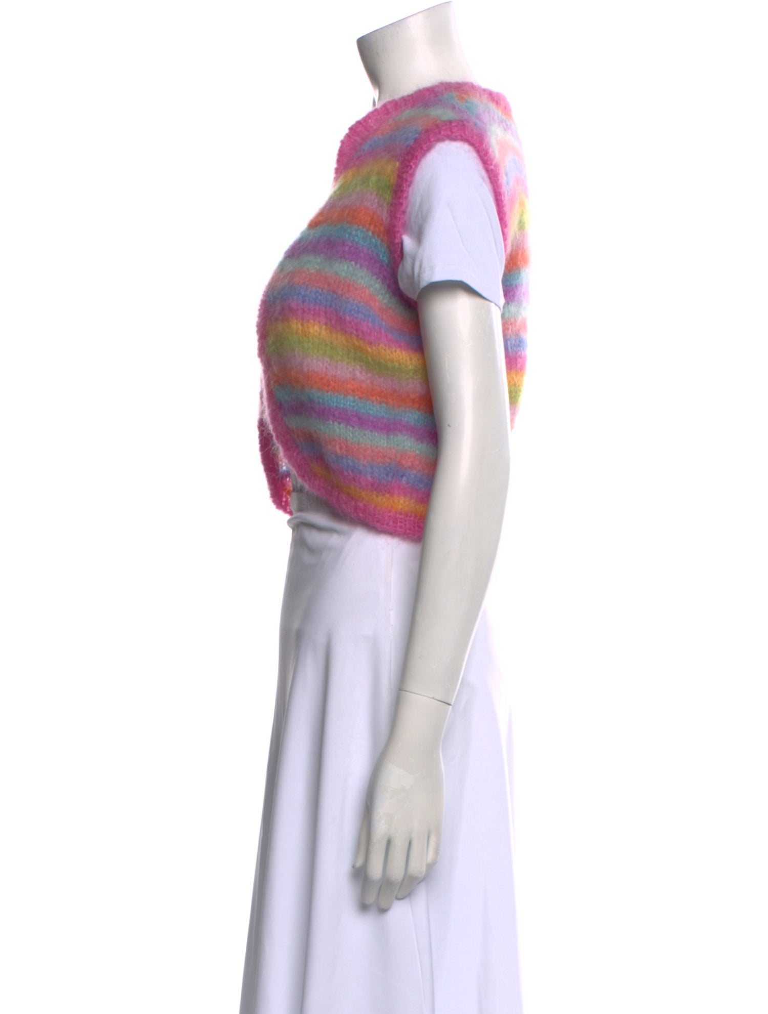 Rose Carmine Mohair Striped Sweater