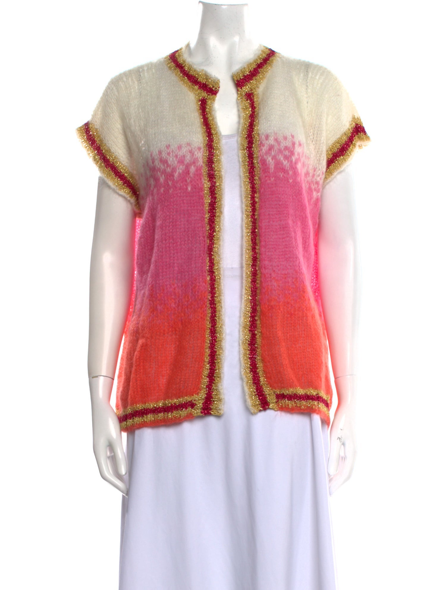 Rose Carmine Mohair Striped Sweater