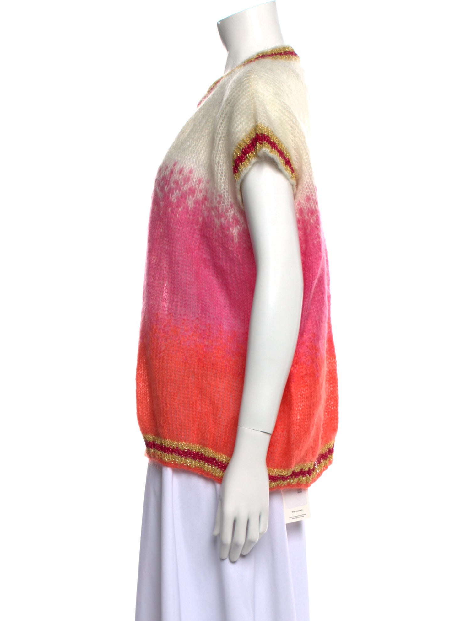 Rose Carmine Mohair Striped Sweater