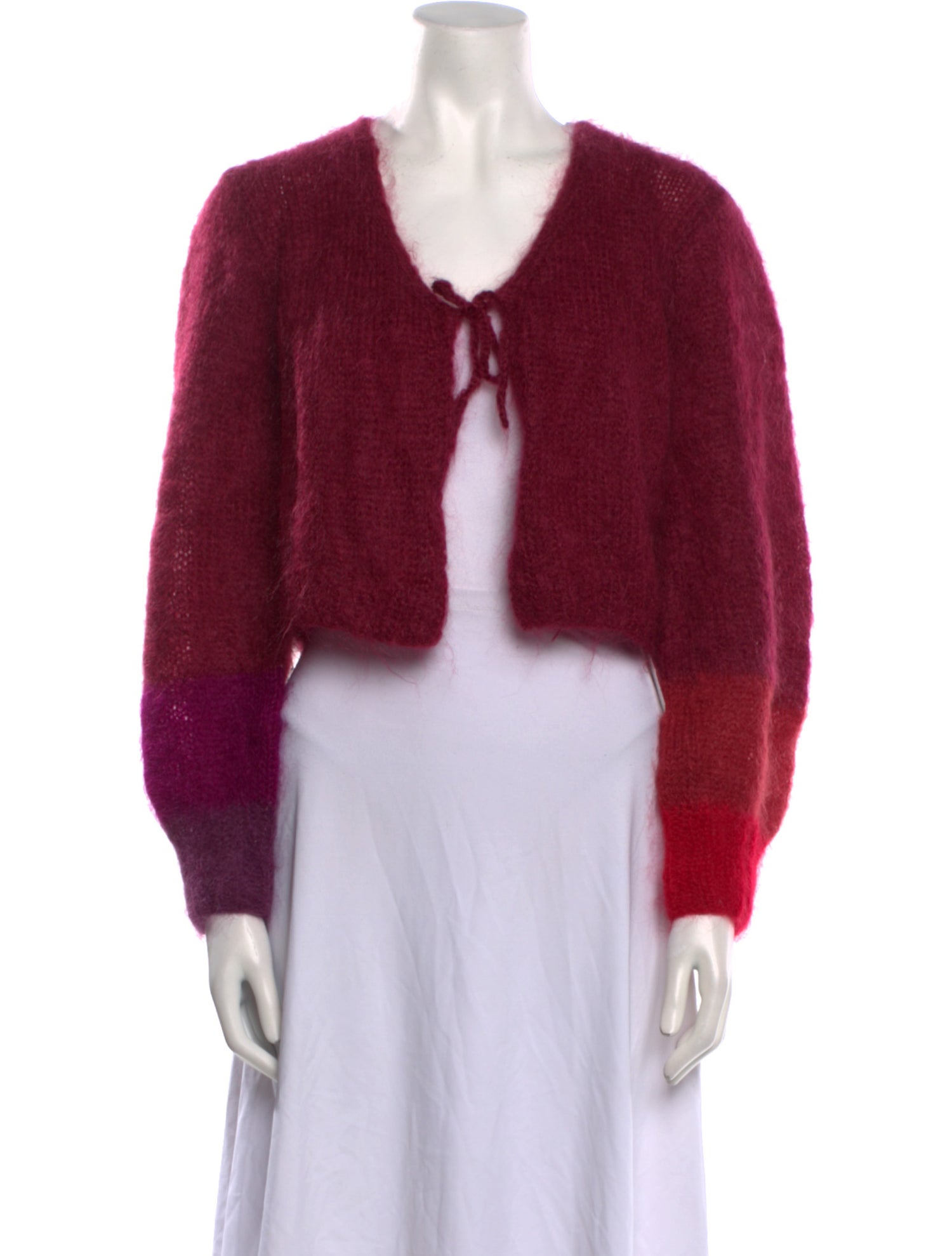 Rose Carmine Mohair V-Neck Sweater