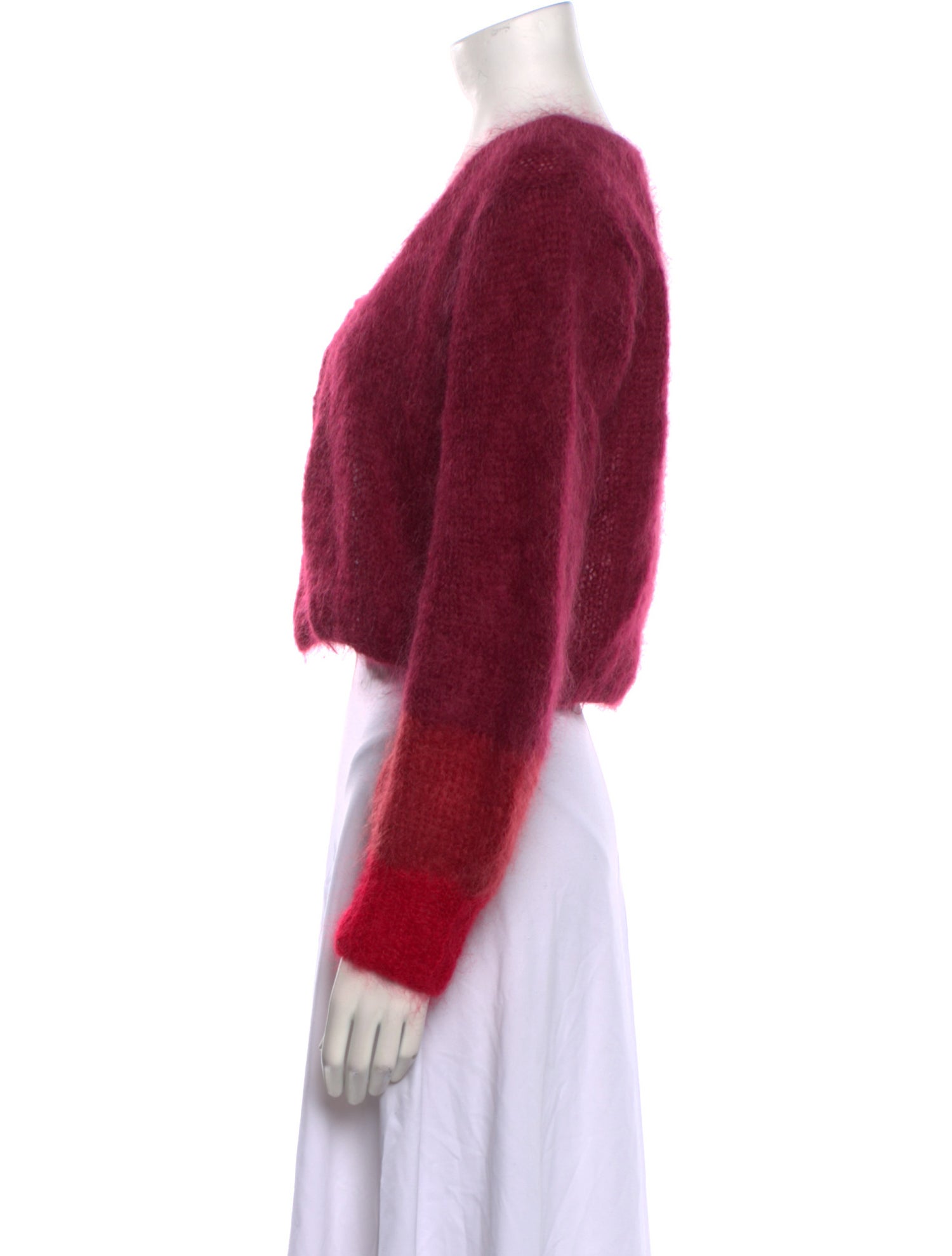 Rose Carmine Mohair V-Neck Sweater