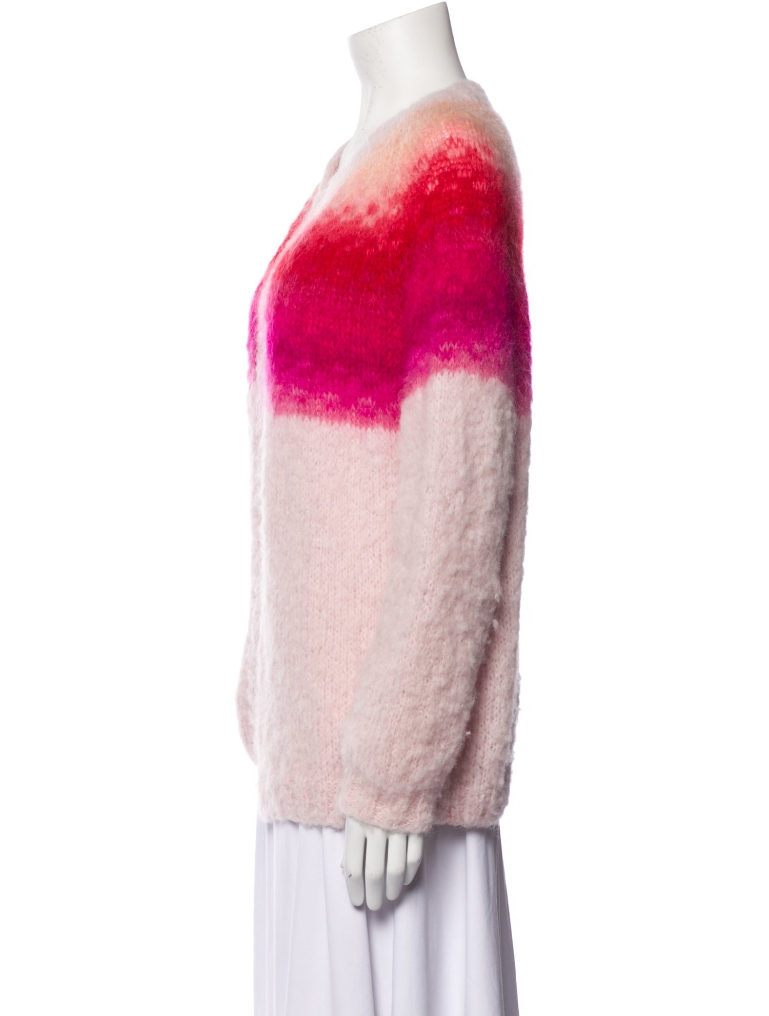 Rose Carmine Alpaca Colorblock Pattern Sweater