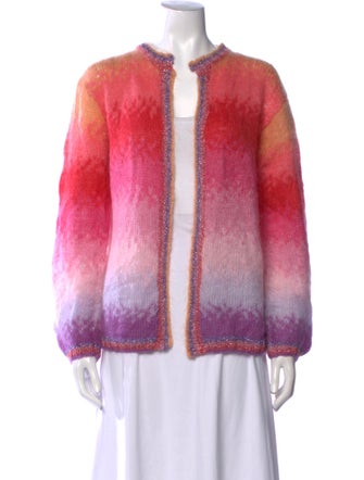 Rose Carmine Kid Mohair Striped Sweater
