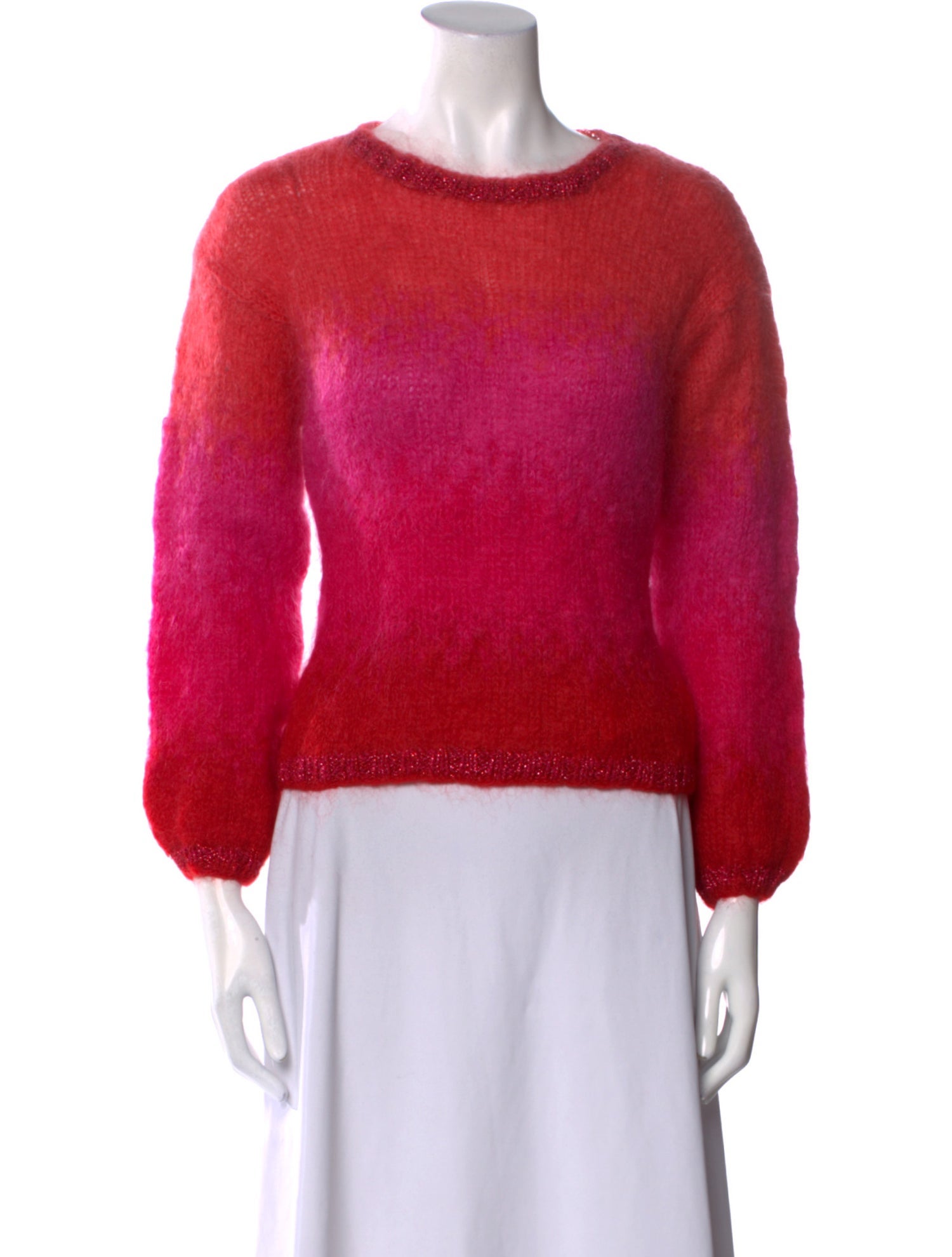 Rose Carmine Mohair Crew Neck Sweater