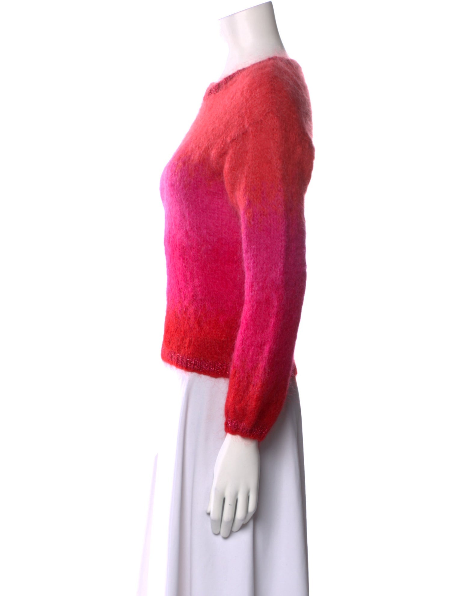 Rose Carmine Mohair Crew Neck Sweater