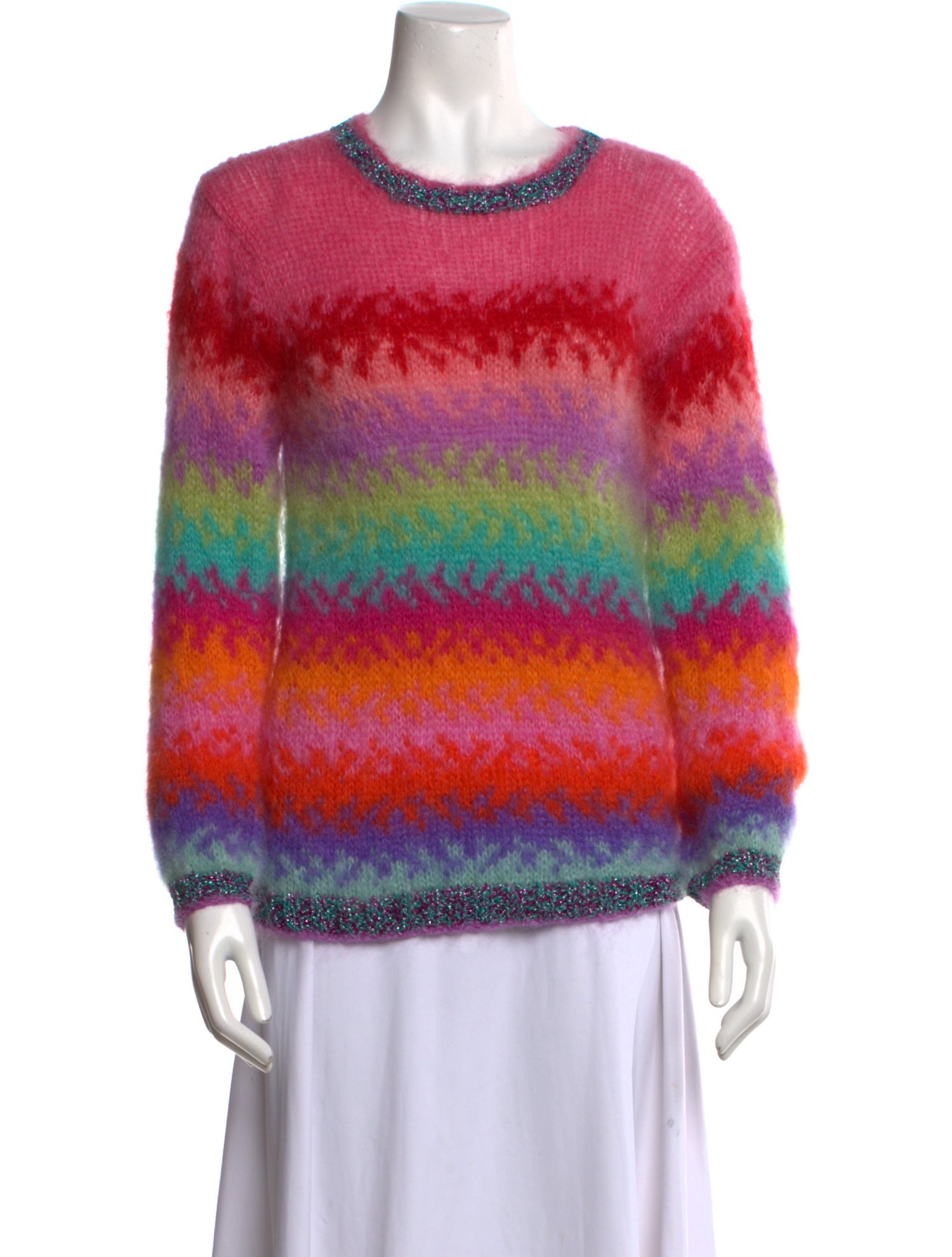 Rose Carmine Mohair Striped Sweater