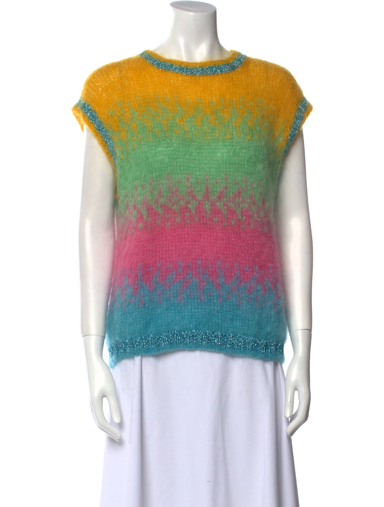 Rose Carmine Mohair Striped Sweater