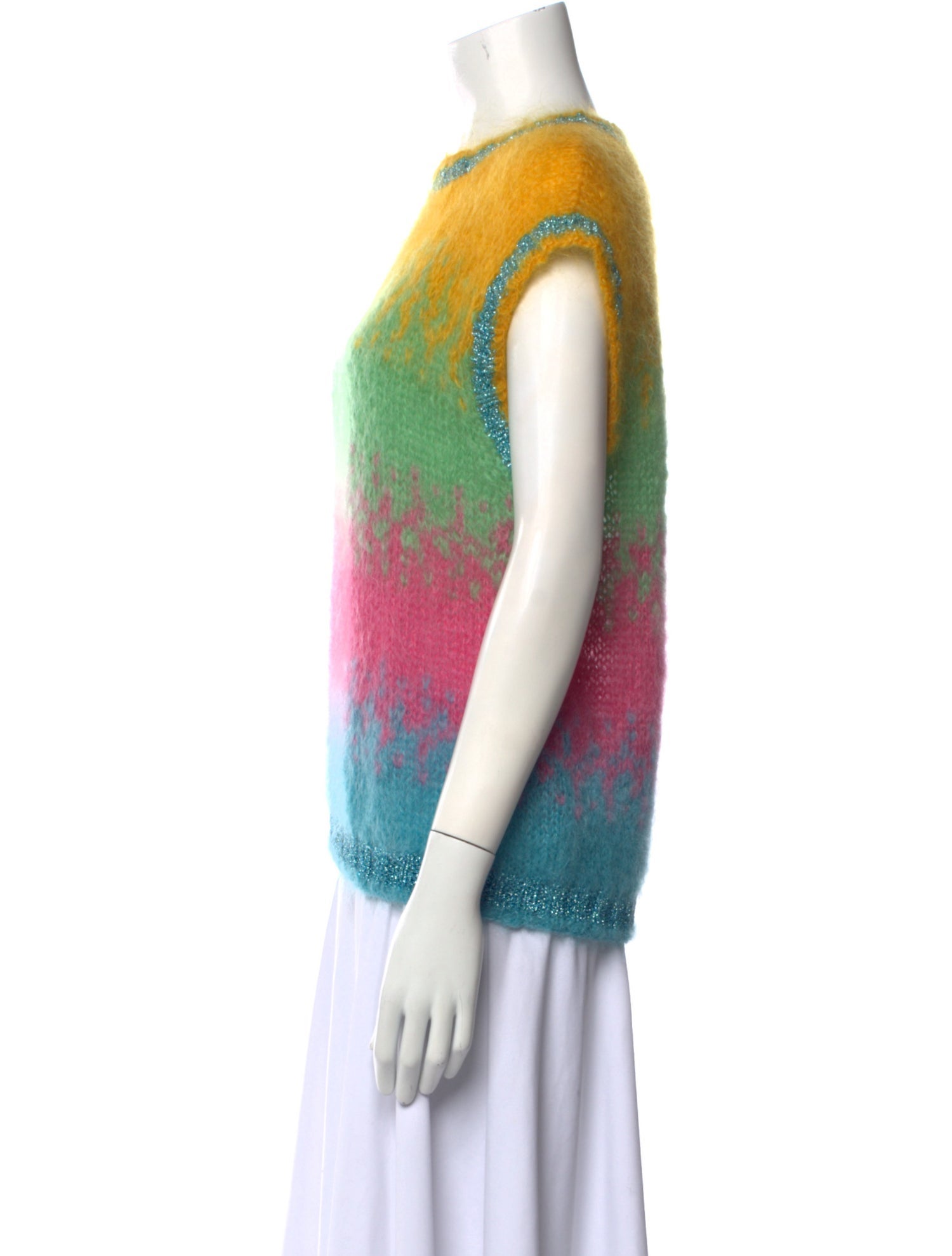 Rose Carmine Mohair Striped Sweater