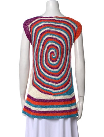 Rose Carmine Striped Bateau Neckline Tunic