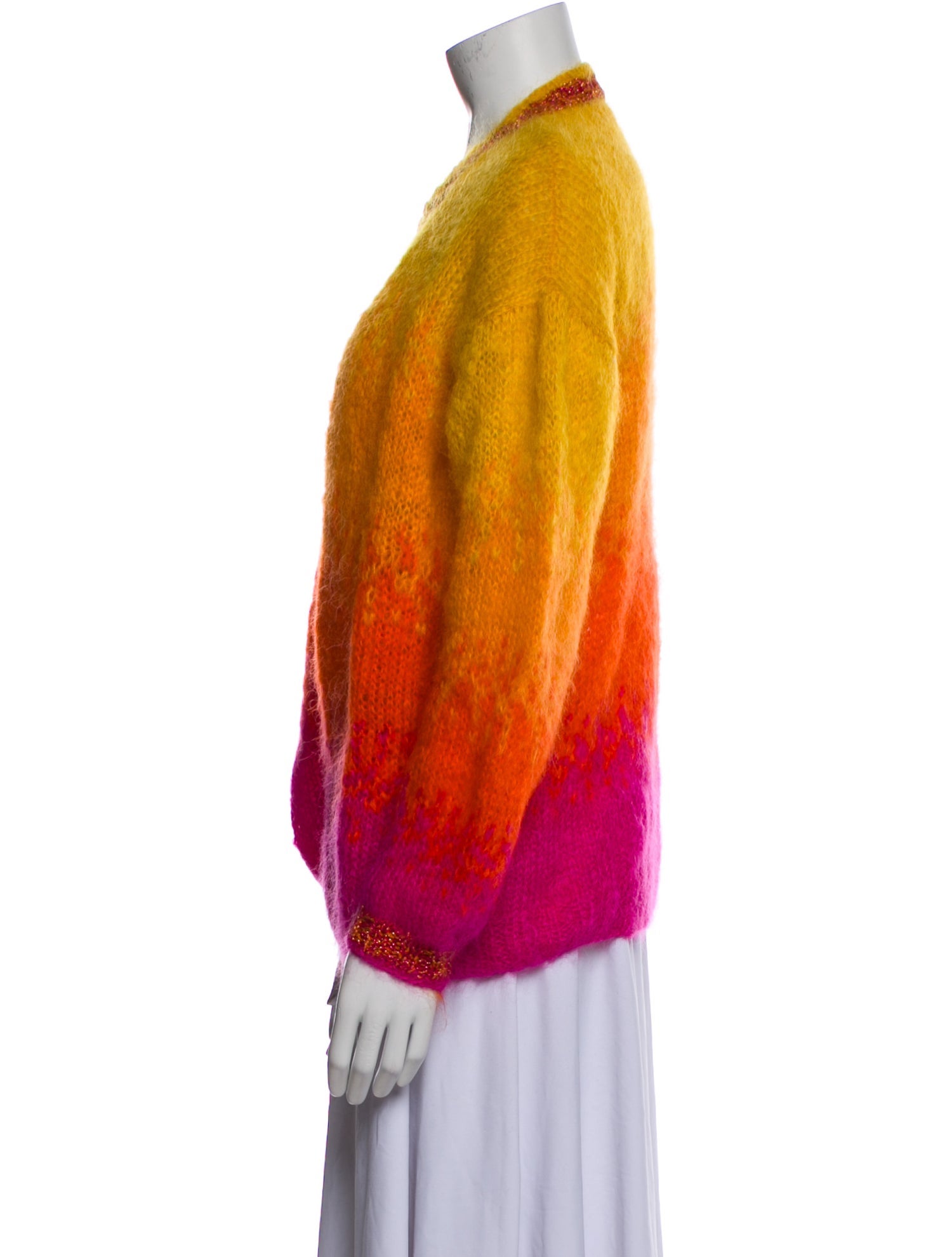 Rose Carmine Mohair Striped Sweater