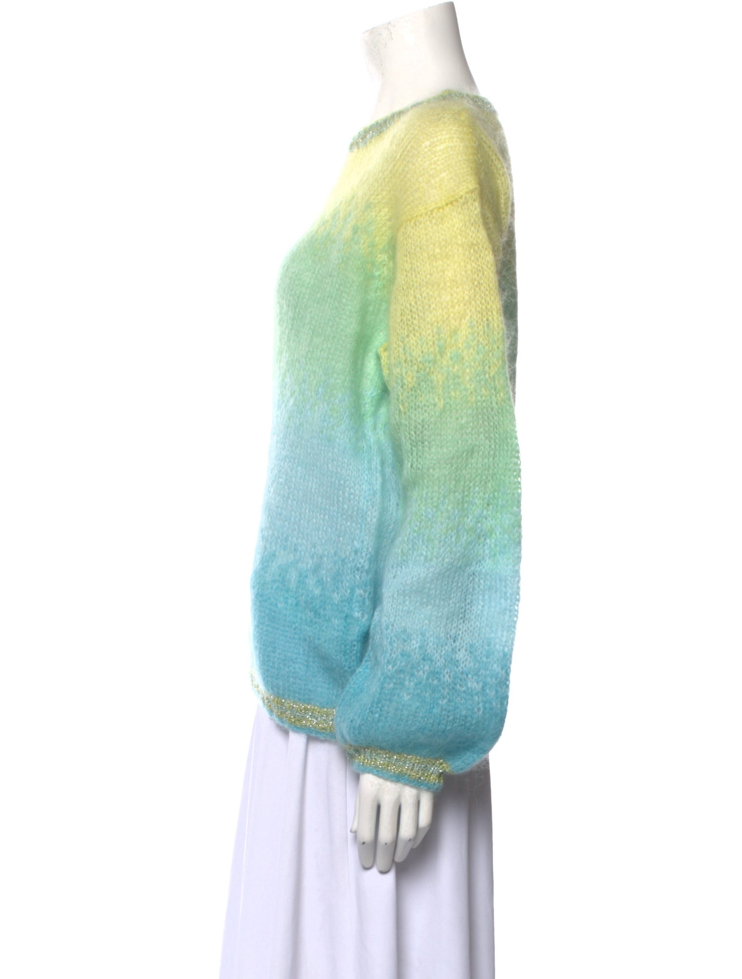 Rose Carmine Kid Mohair Striped Sweater