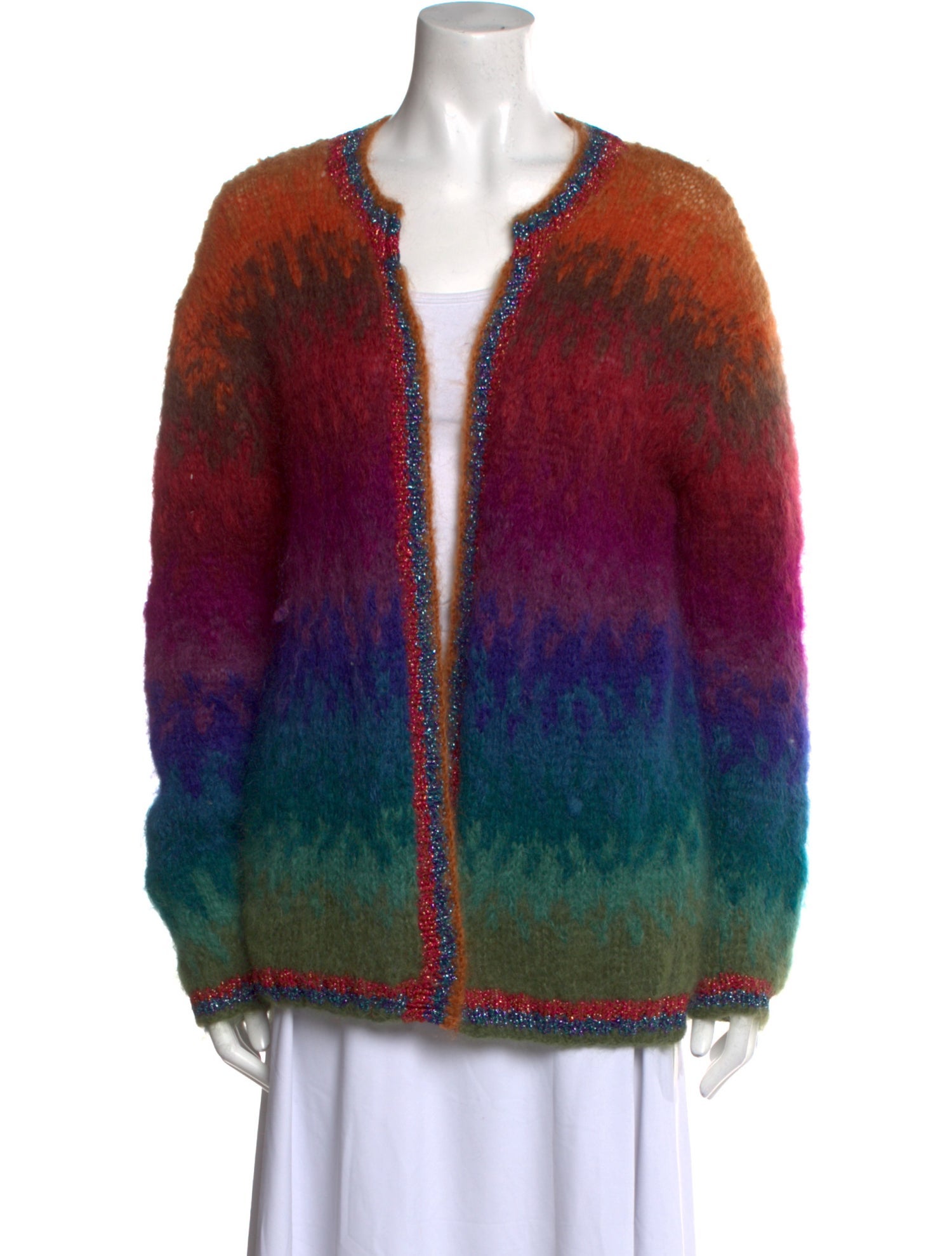 Rose Carmine Mohair Printed Sweater