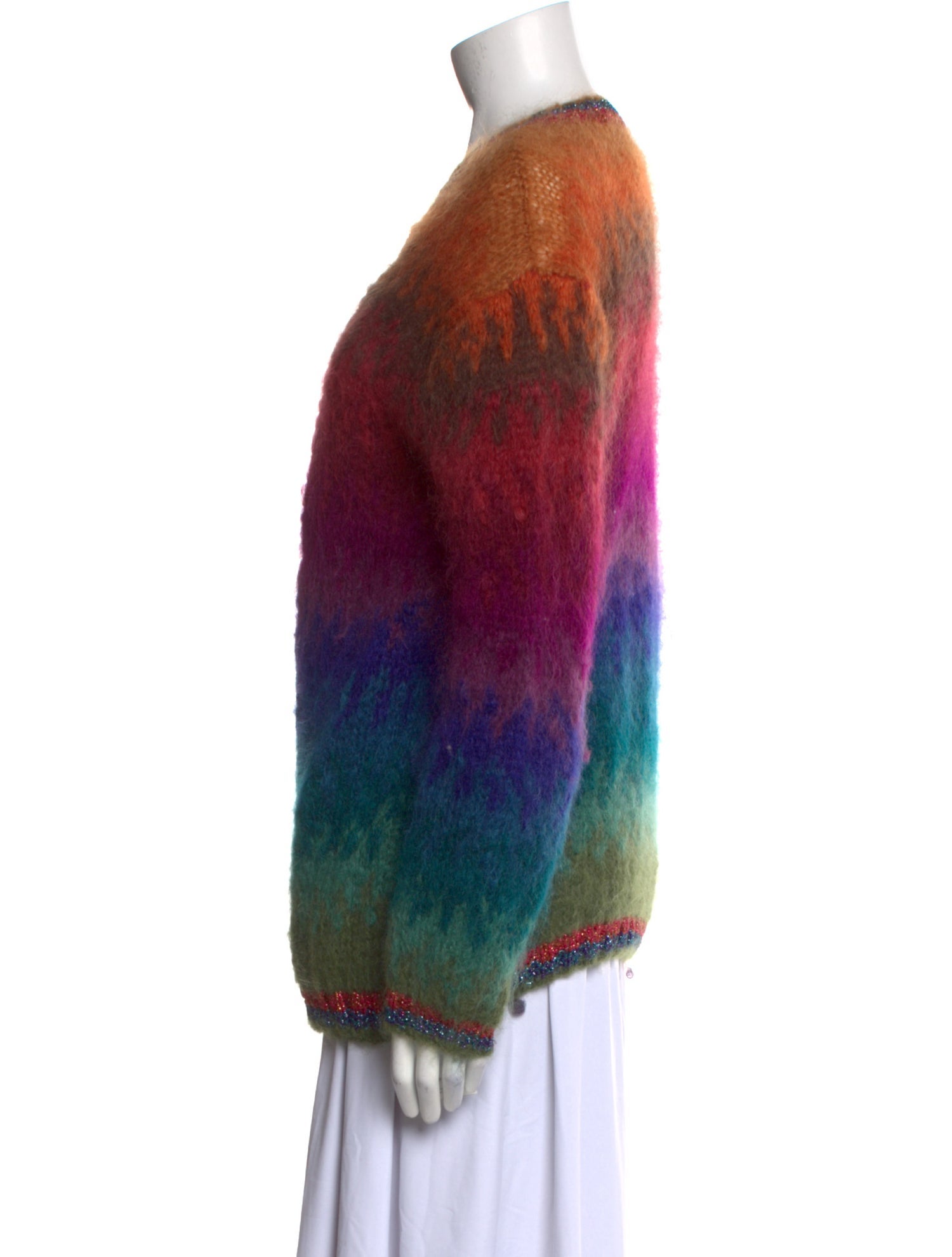 Rose Carmine Mohair Printed Sweater