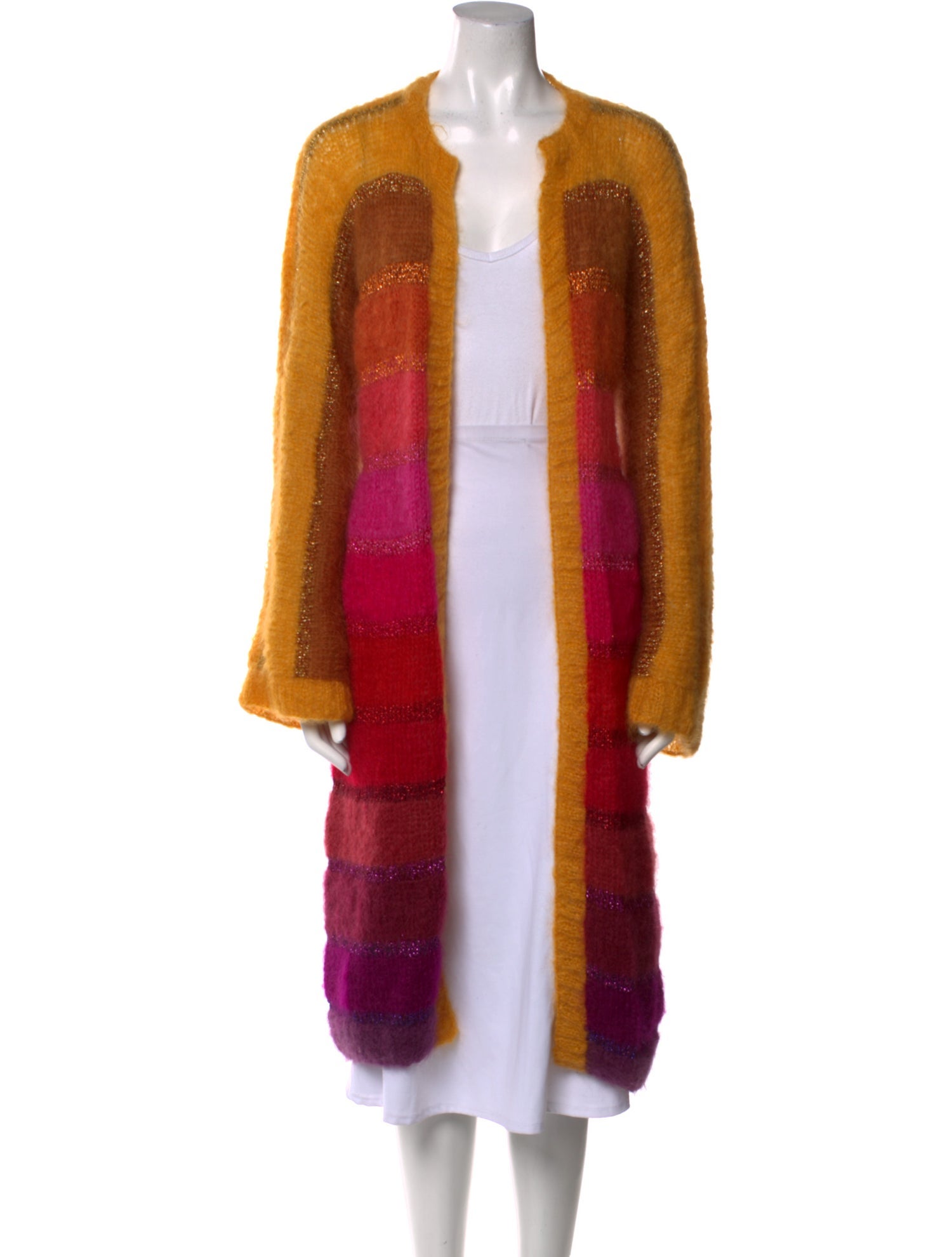 Rose Carmine Mohair Striped Sweater