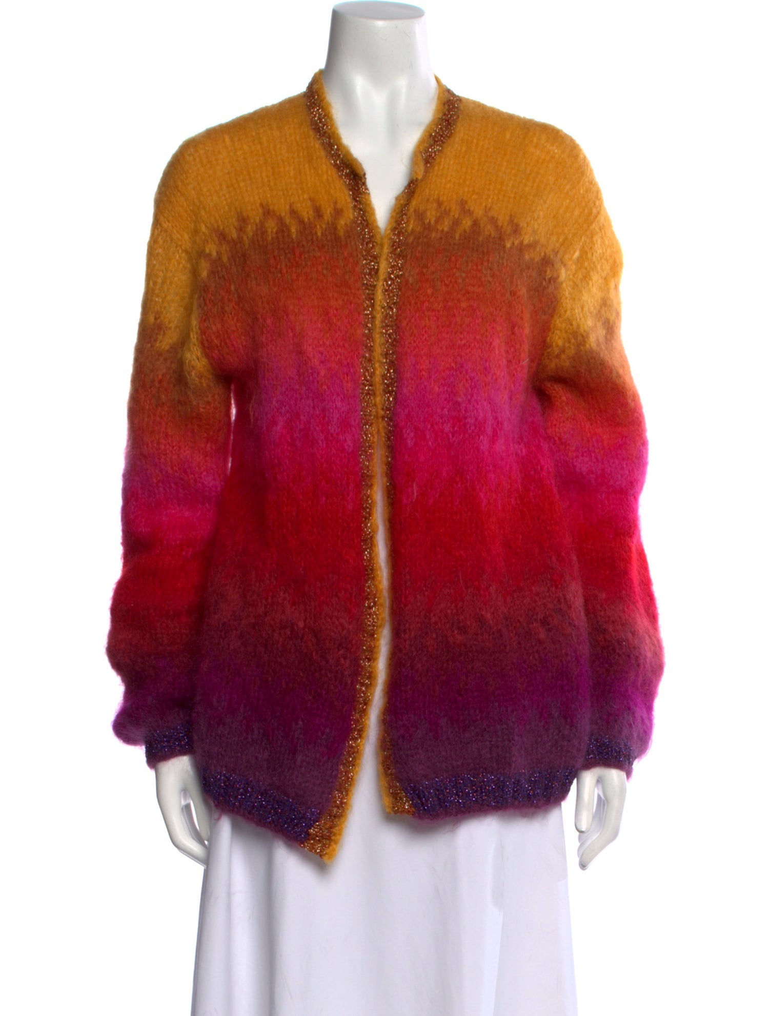 Rose Carmine Mohair Tie-Dye Print Sweater