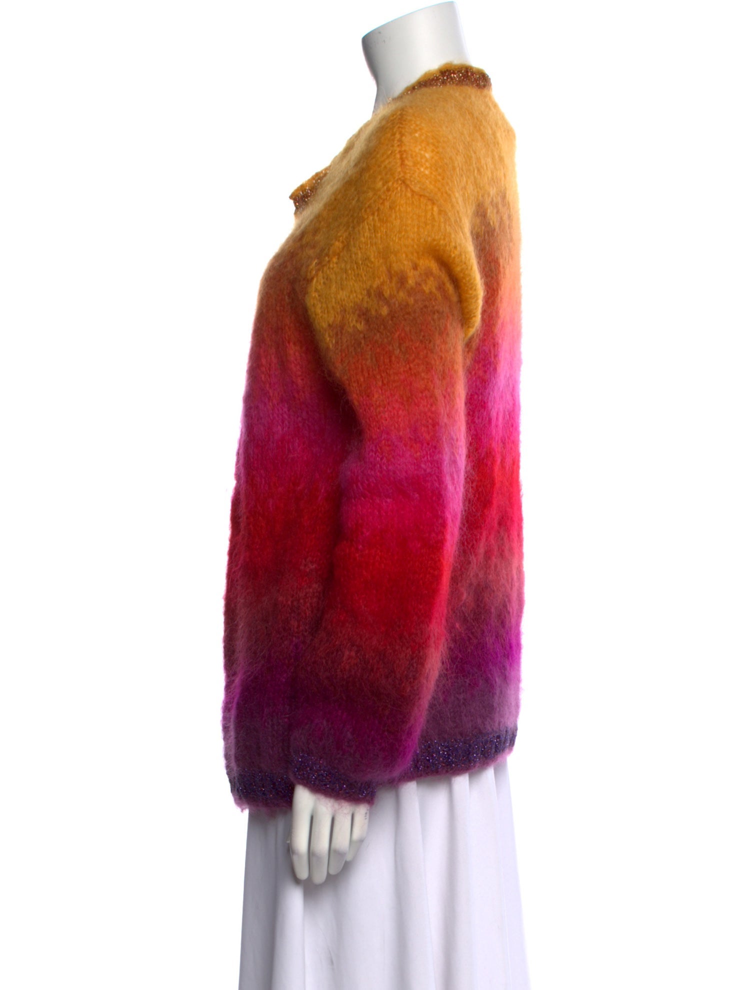 Rose Carmine Mohair Tie-Dye Print Sweater