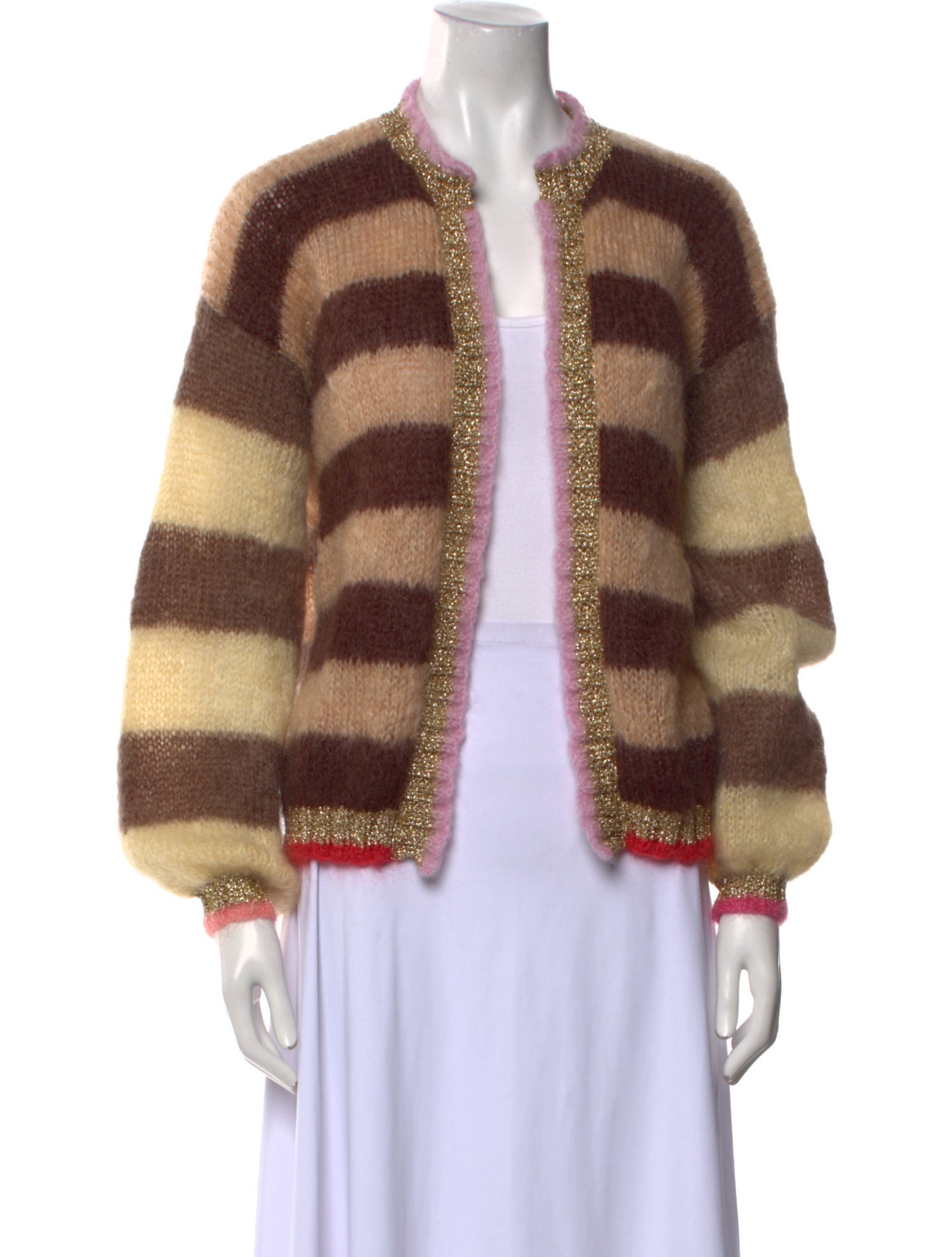 Rose Carmine Mohair Striped Sweater