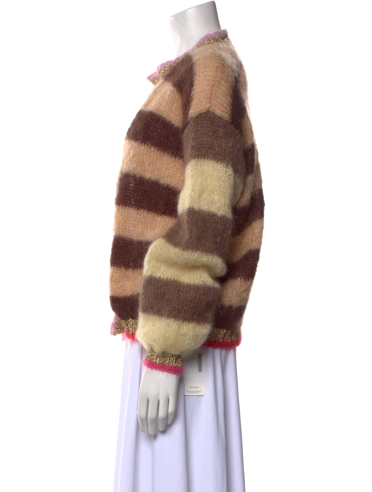 Rose Carmine Mohair Striped Sweater