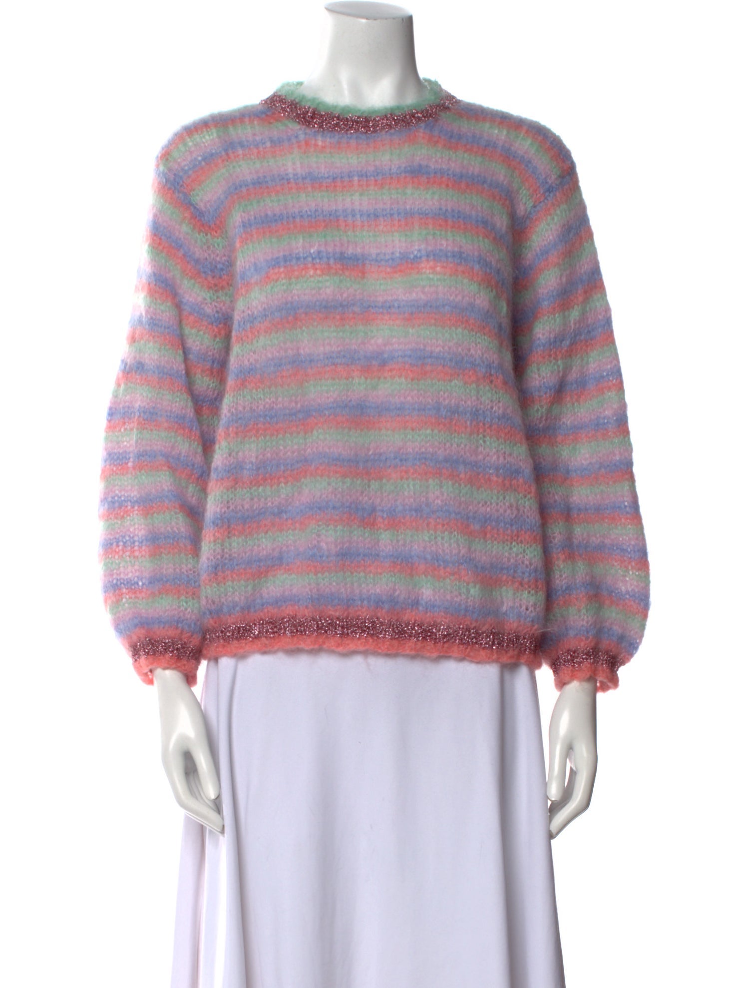 Rose Carmine Mohair Striped Sweater