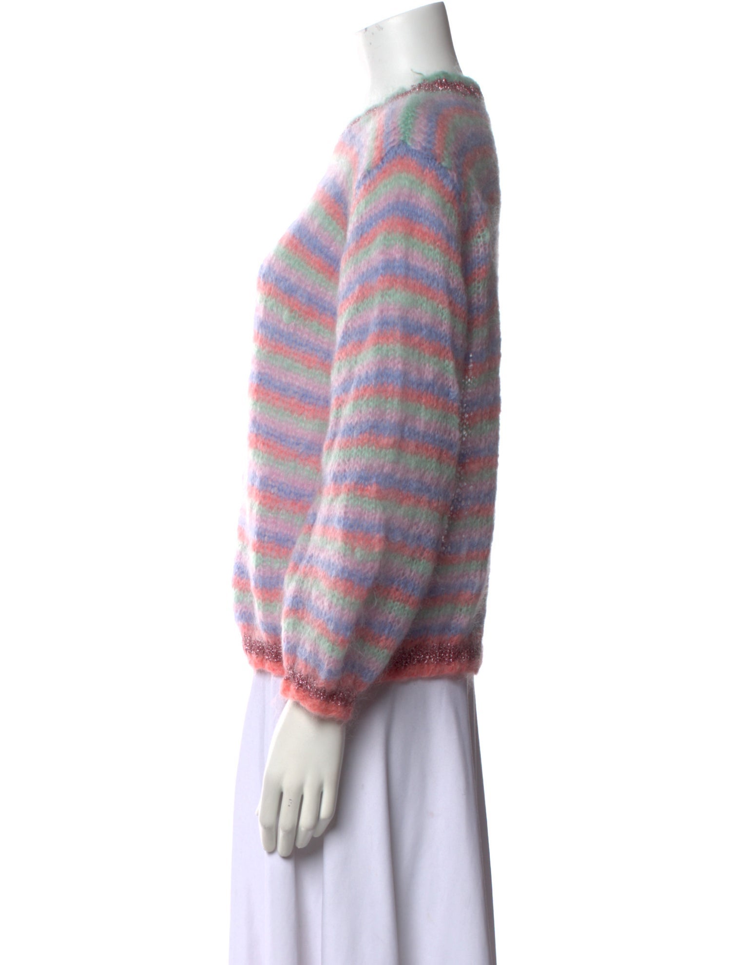 Rose Carmine Mohair Striped Sweater