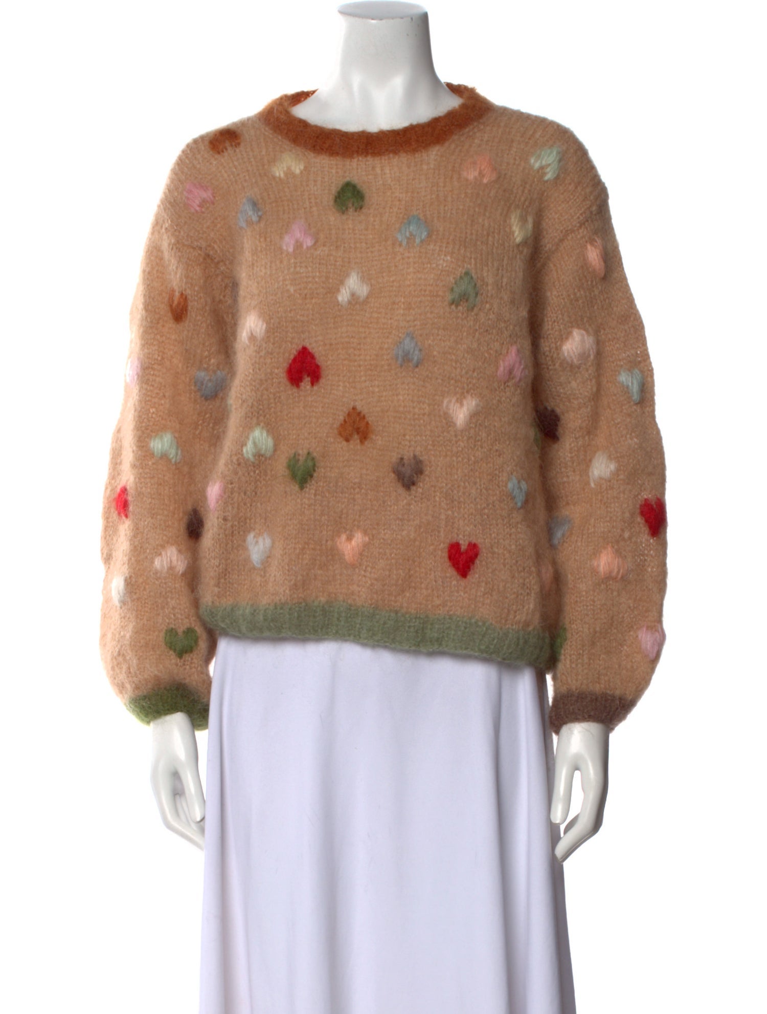 Rose Carmine Mohair Printed Sweater