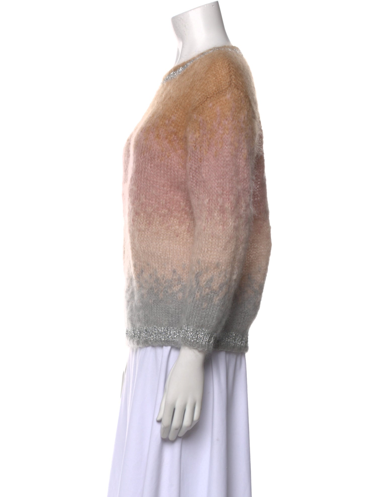 Rose Carmine Mohair Scoop Neck Sweater
