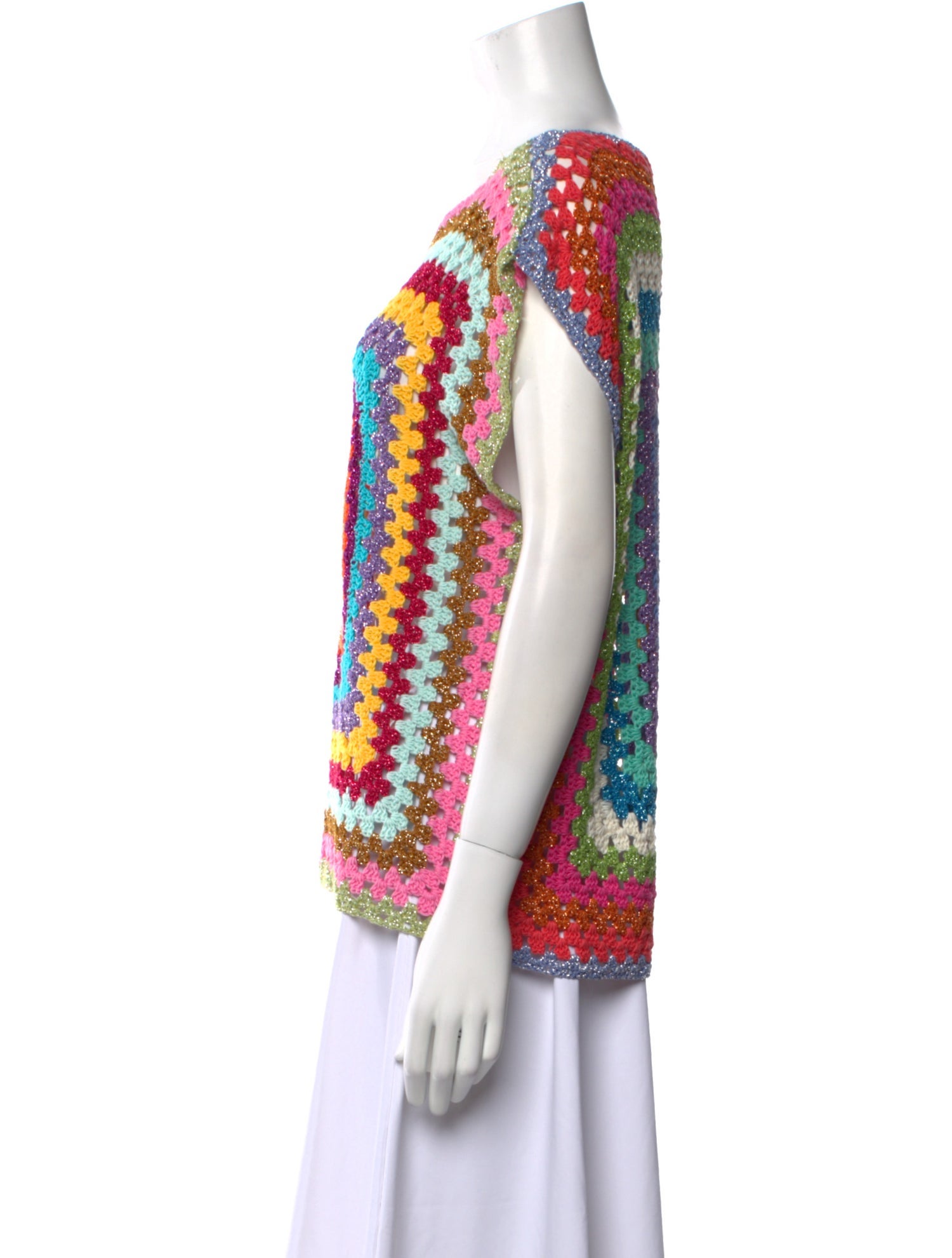 Rose Carmine Printed Bateau Neckline Sweater