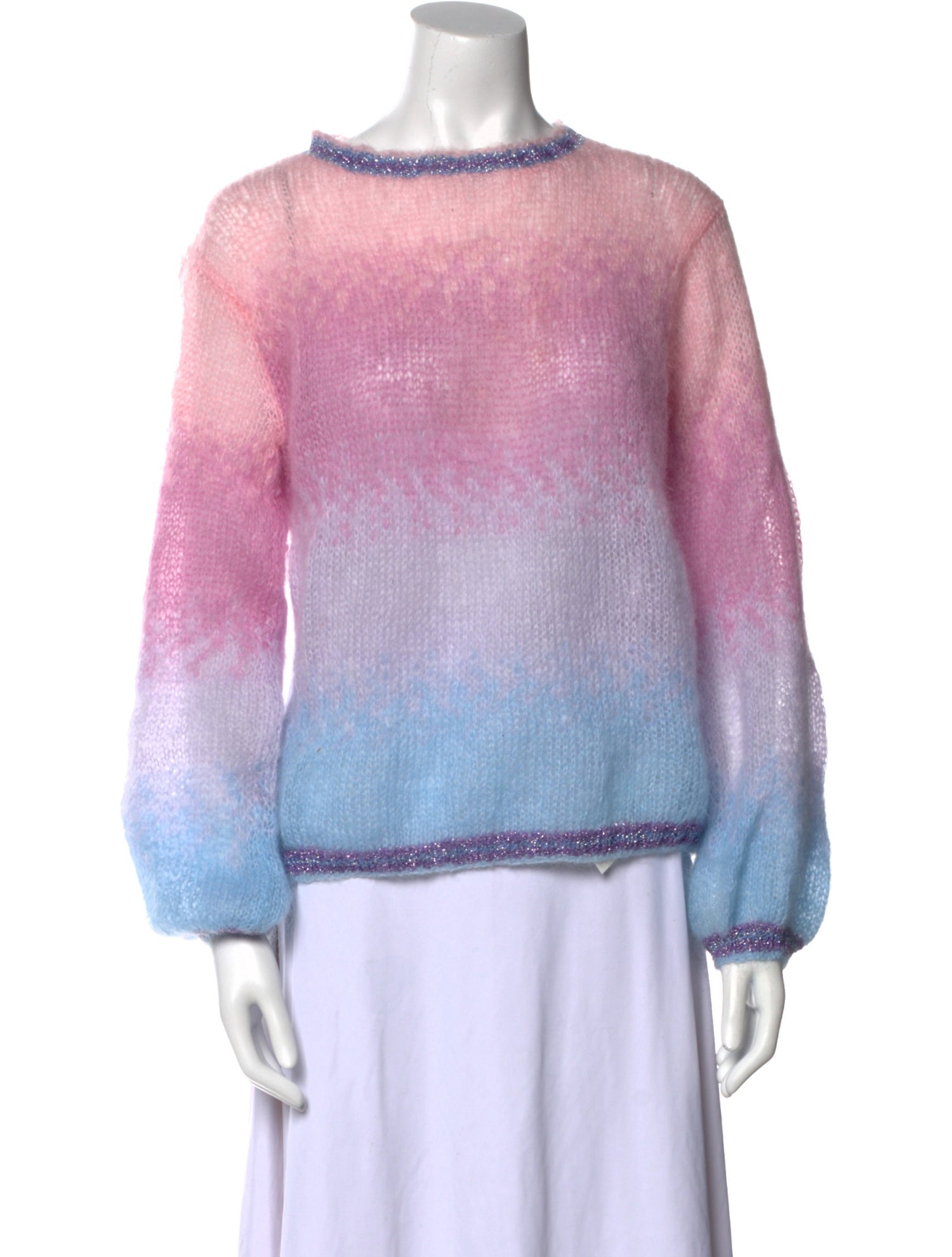 Rose Carmine Mohair Striped Sweater