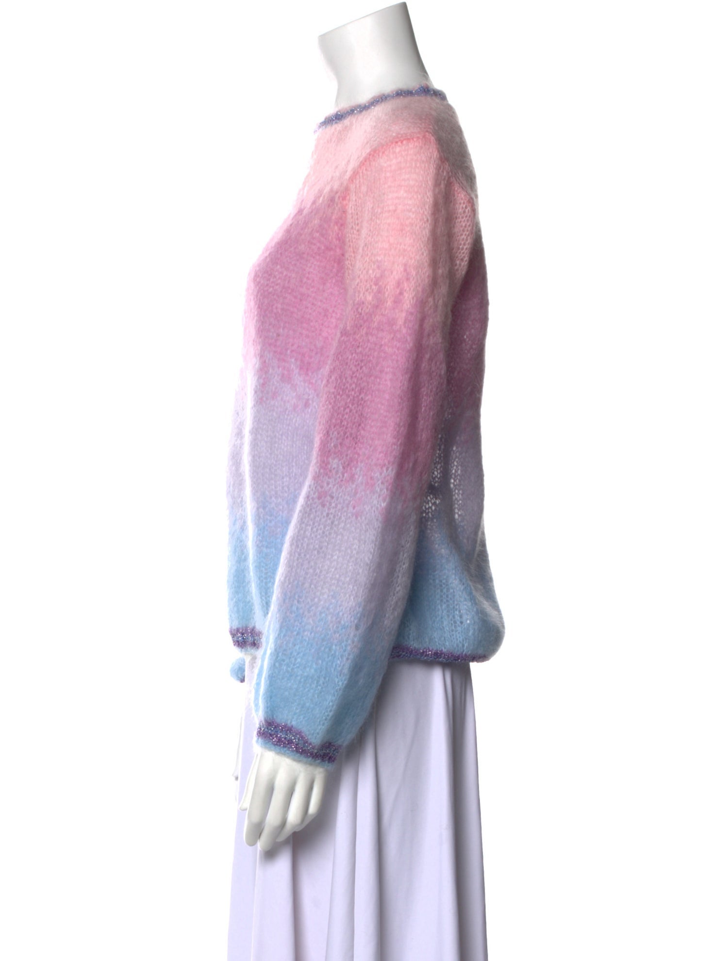 Rose Carmine Mohair Striped Sweater