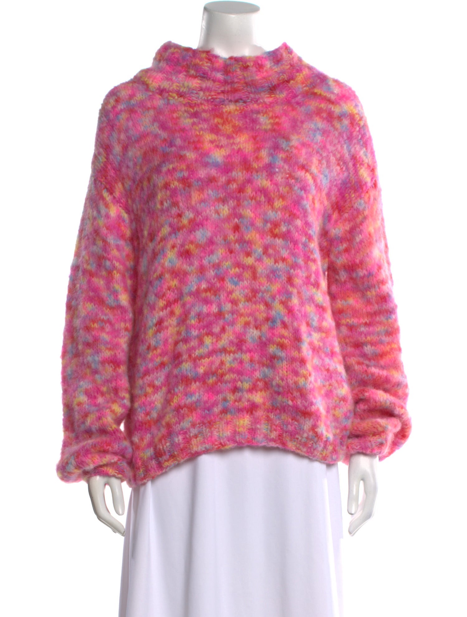 Rose Carmine Alpaca Printed Sweater w/ Tags