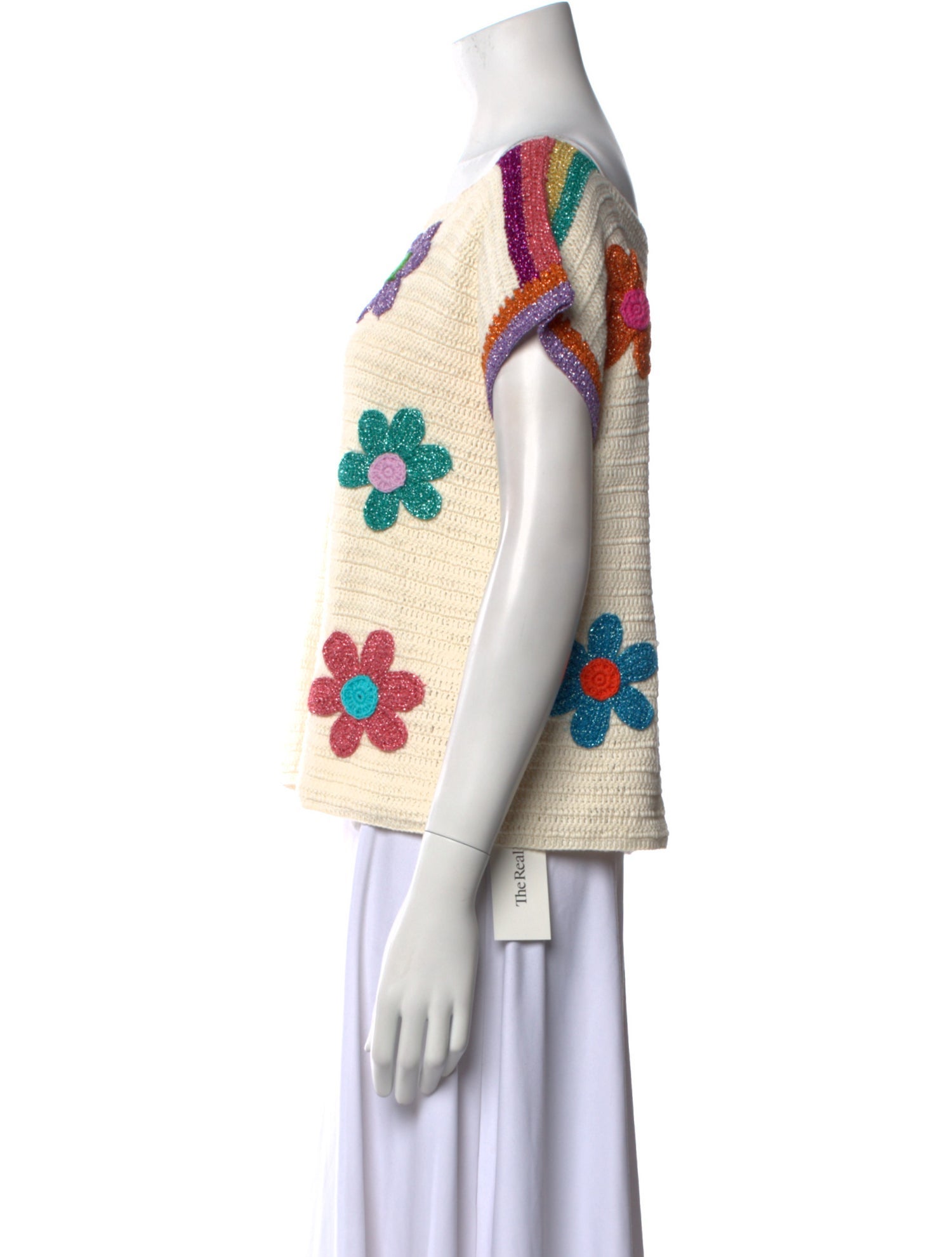 Rose Carmine Printed Bateau Neckline Sweatshirt