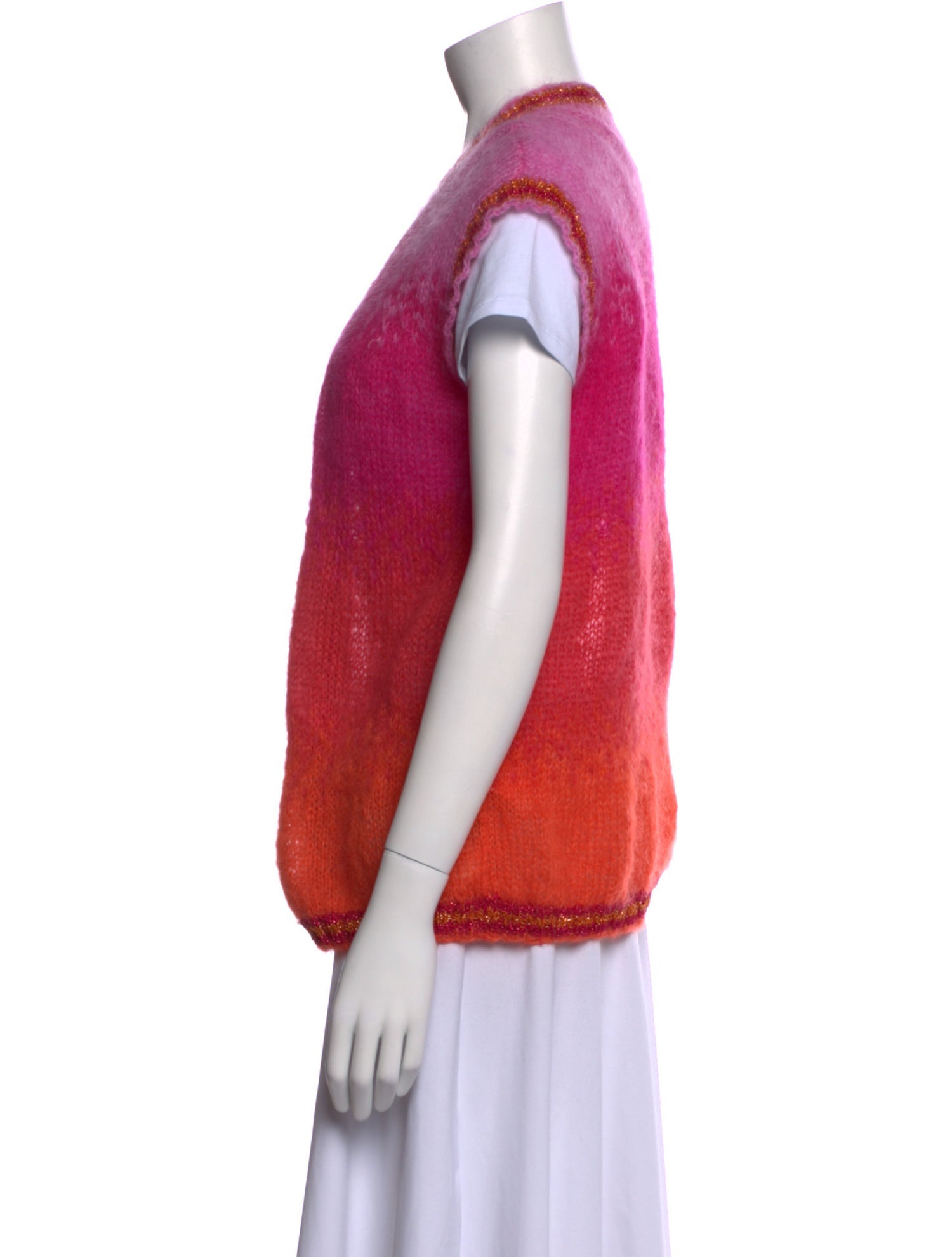 Rose Carmine Kid Mohair Open Front Sweater