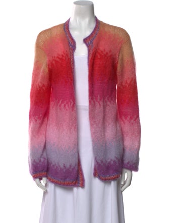 Rose Carmine Mohair Tie-Dye Print Sweater