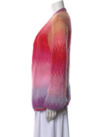 Rose Carmine Mohair Tie-Dye Print Sweater