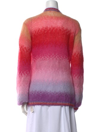 Rose Carmine Mohair Tie-Dye Print Sweater