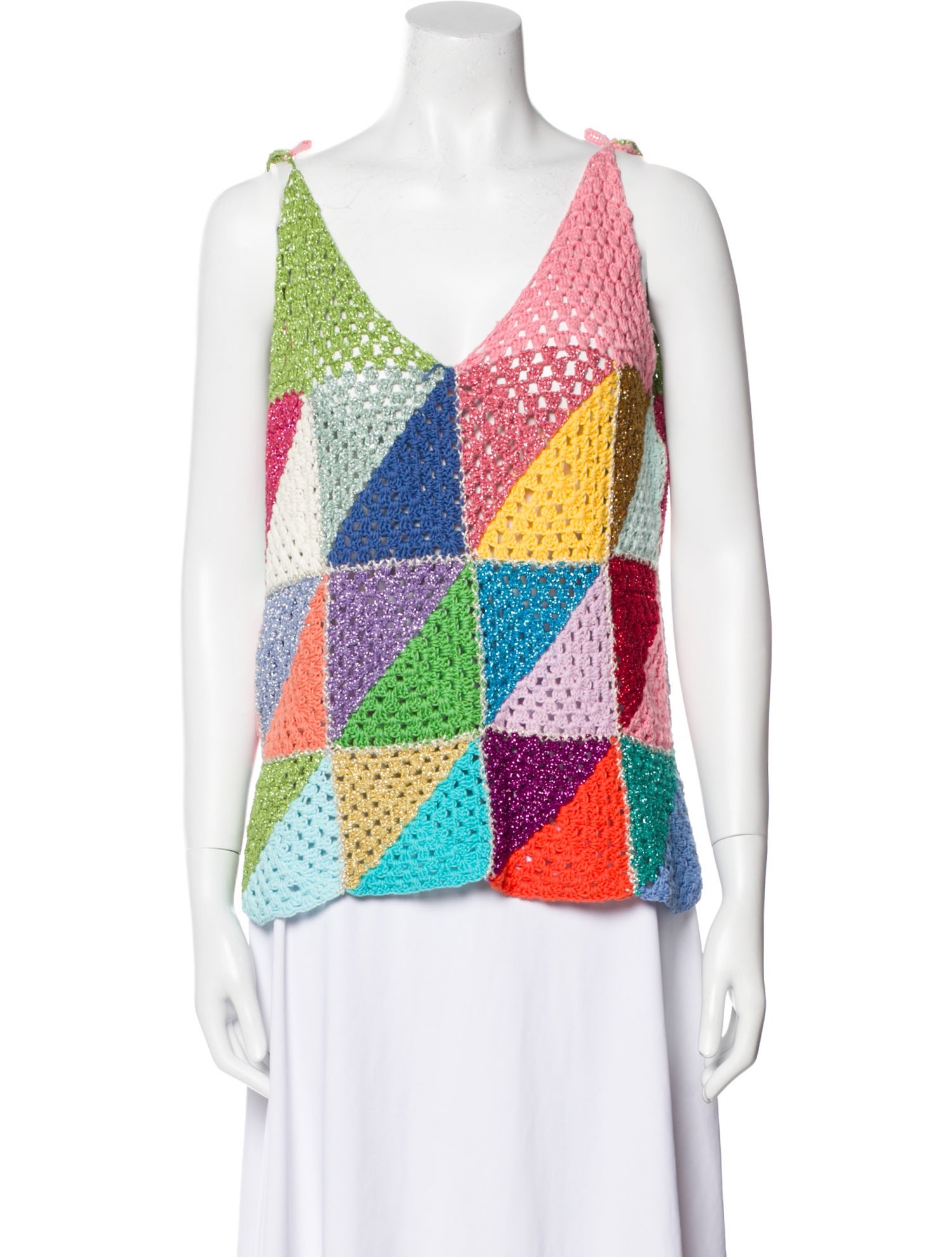 Rose Carmine Printed V-Neck Top